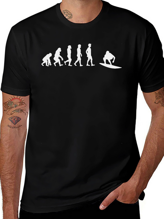 Evolution of Surfing T-Shirt | Black Cotton Tee