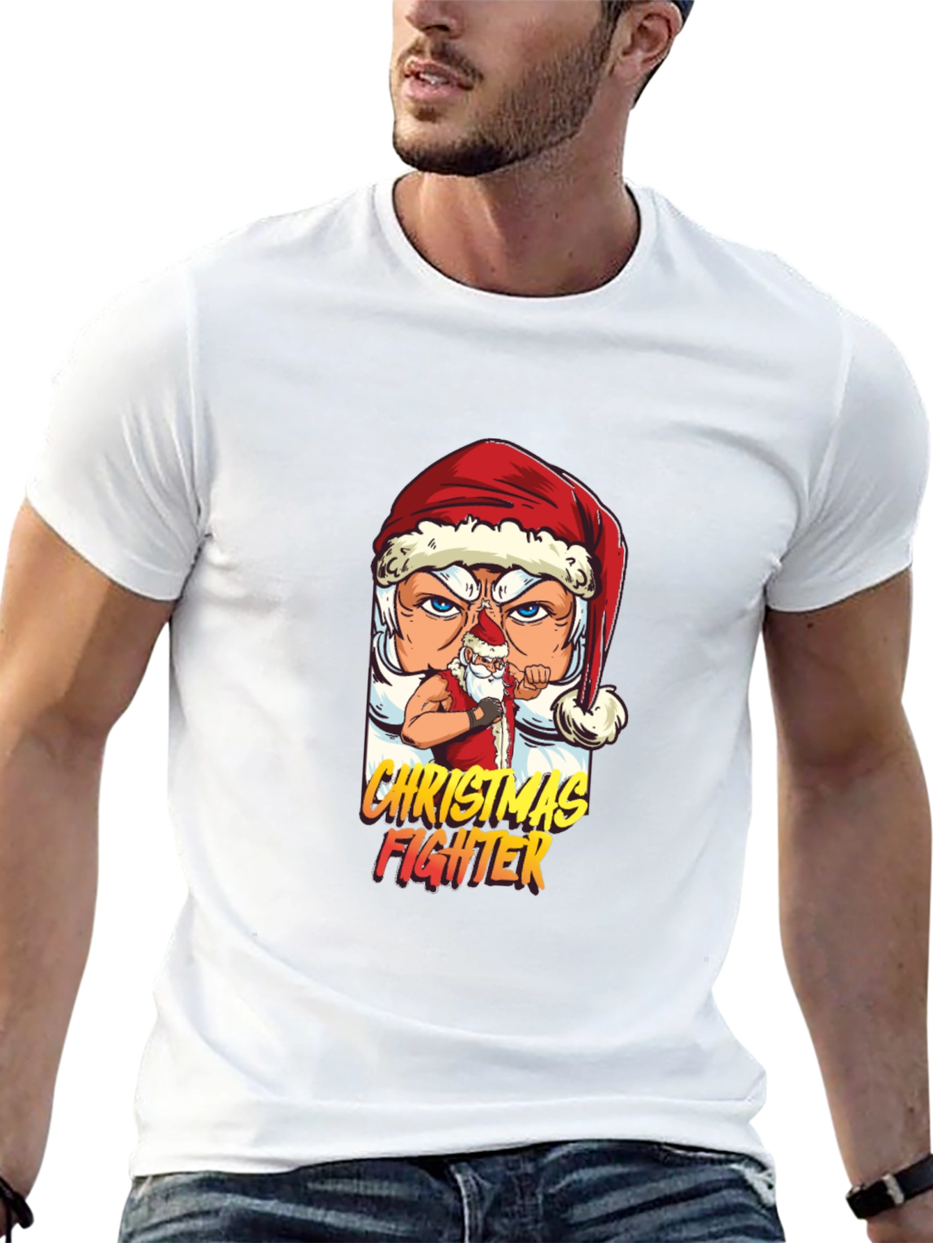 Christmas Fighter Graphic Tee - Black T-Shirt