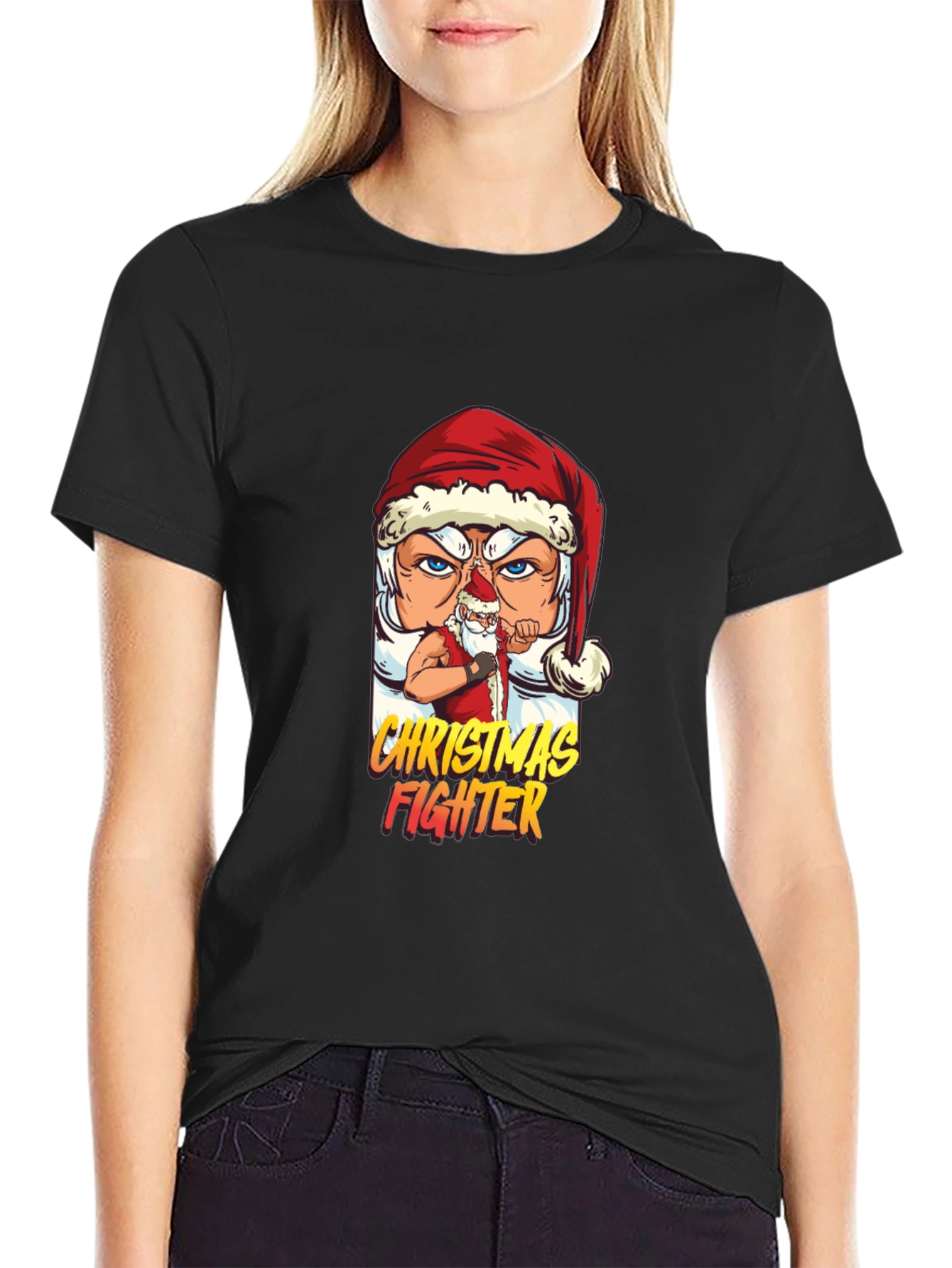 Christmas Fighter Graphic Tee - Black T-Shirt