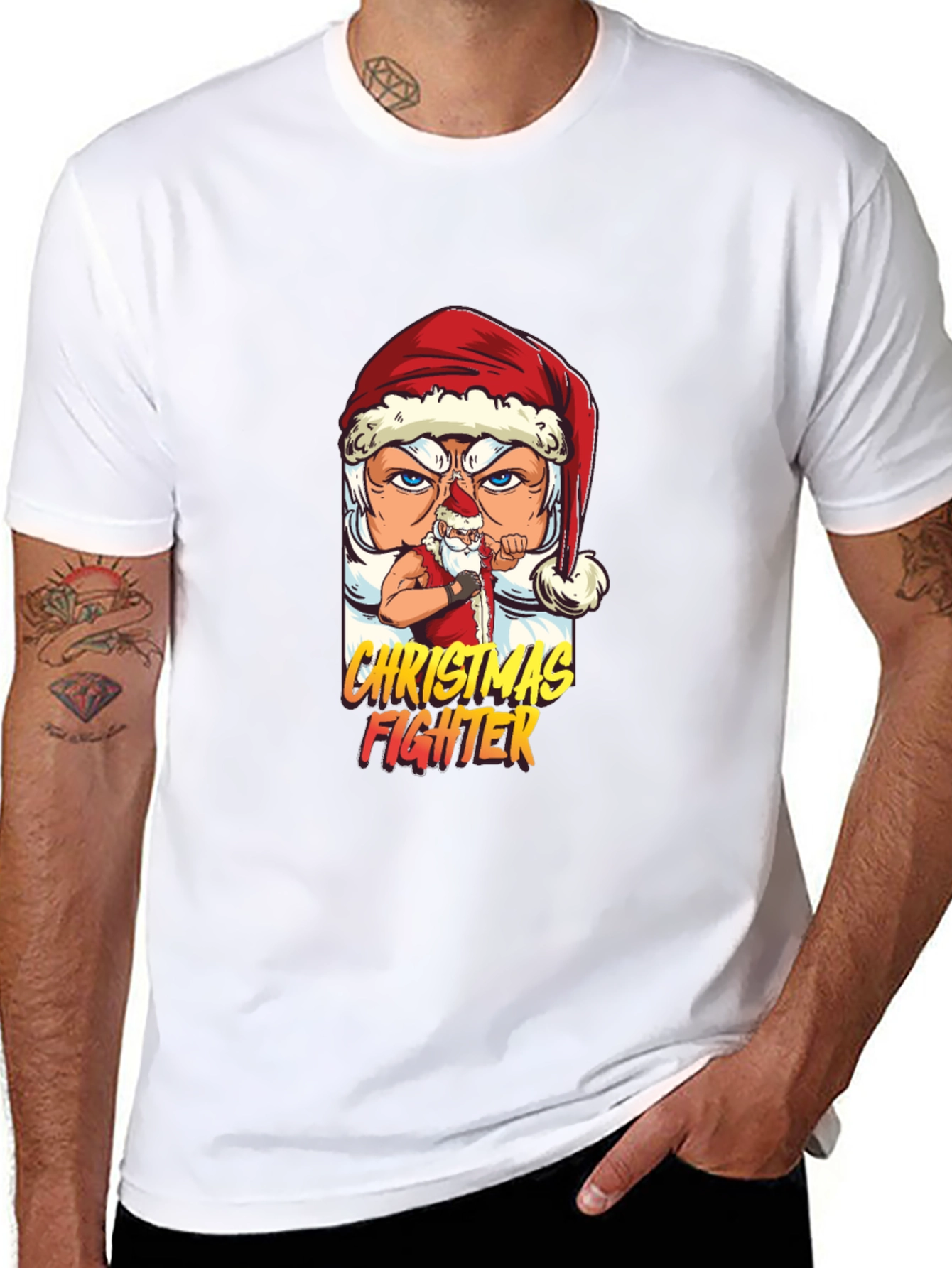 Christmas Fighter Graphic Tee - Black T-Shirt