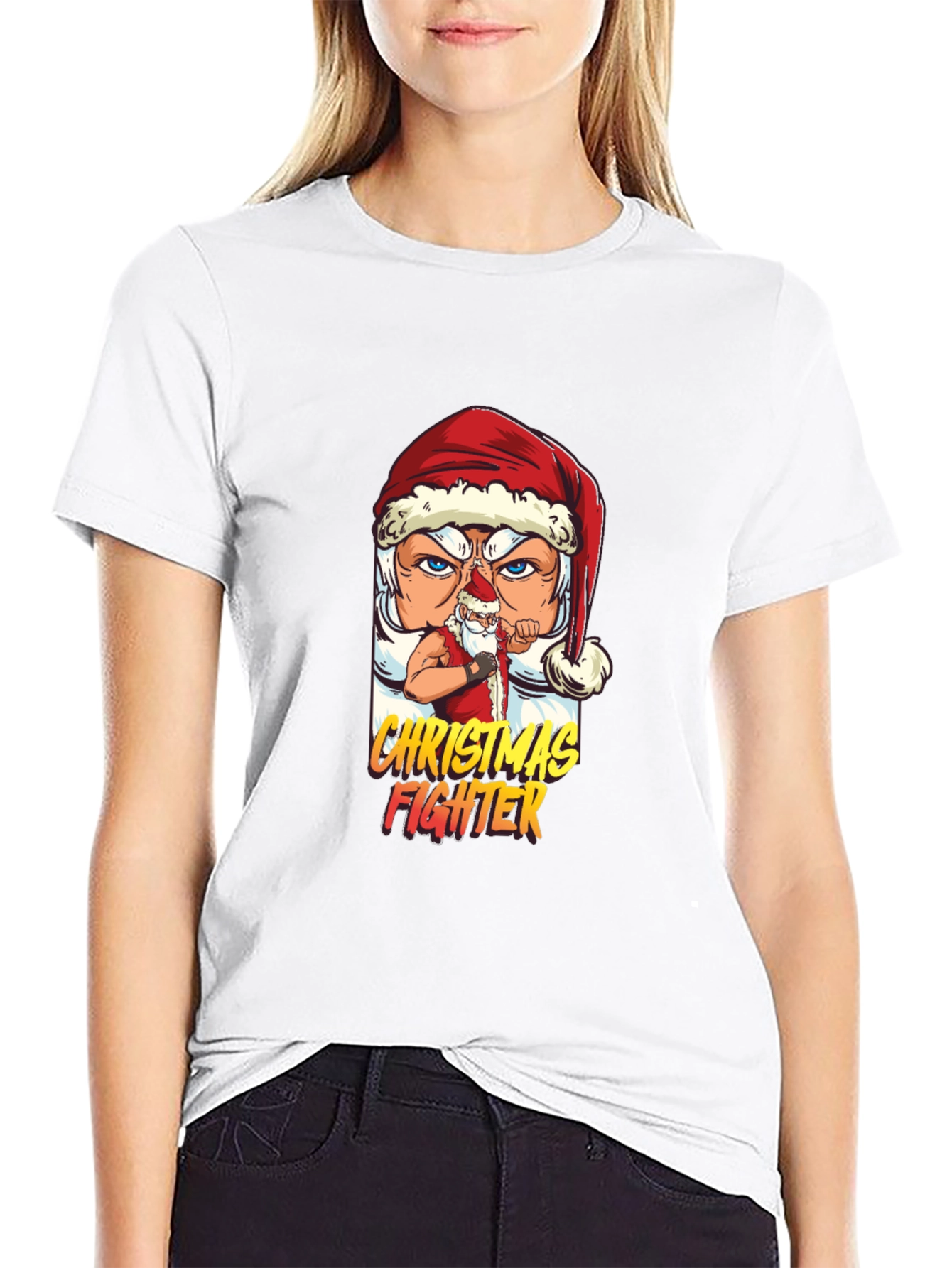 Christmas Fighter Graphic Tee - Black T-Shirt