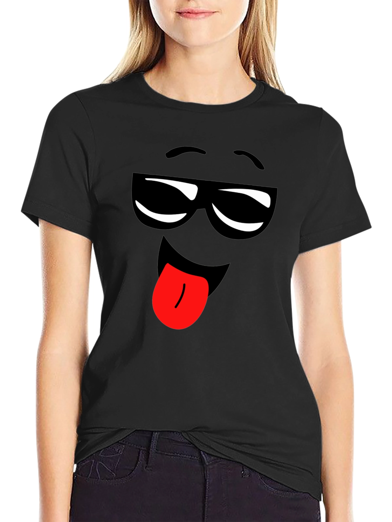 Funny Emoji Face Black T-Shirt