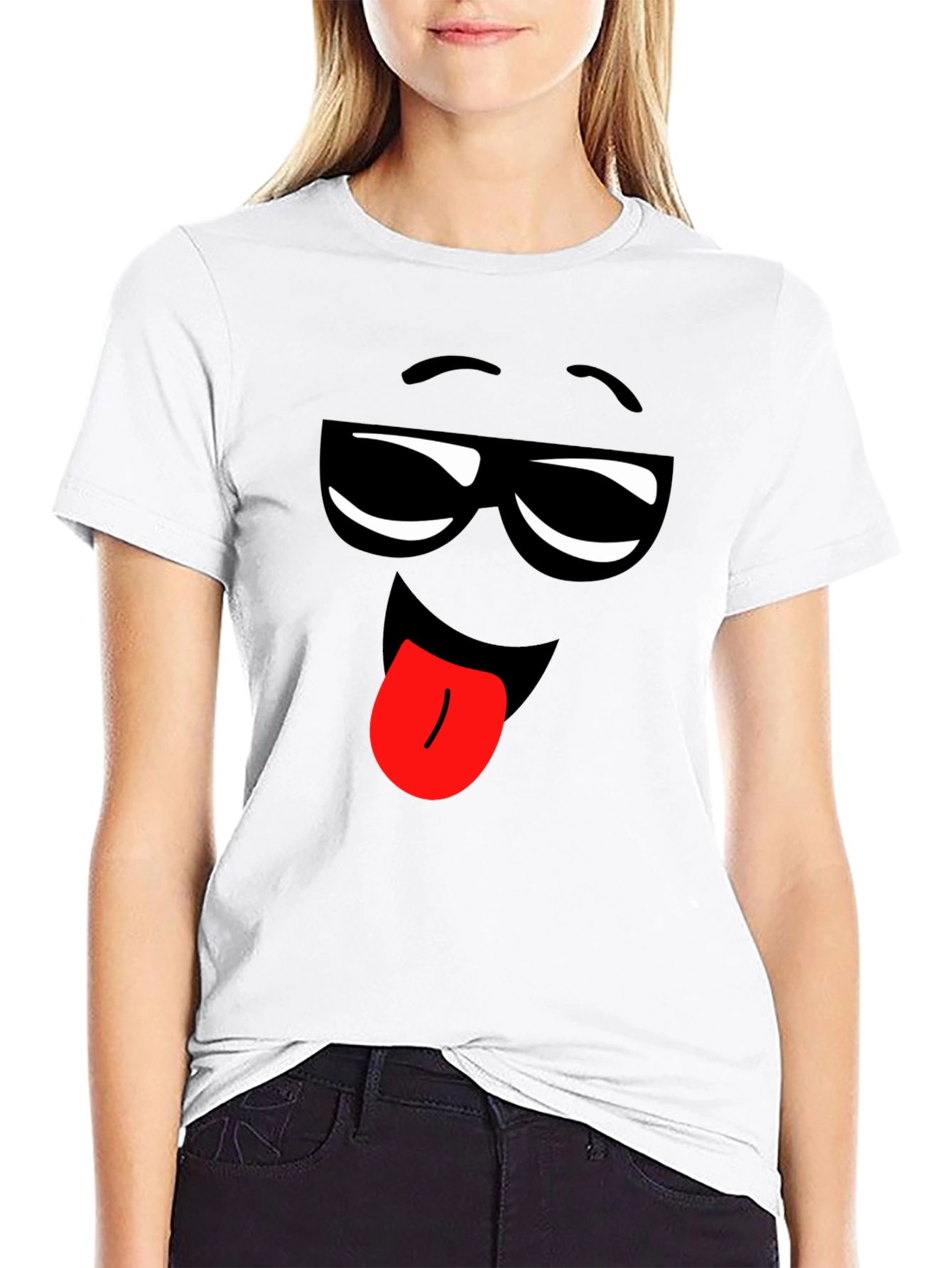 Funny Emoji Face Black T-Shirt