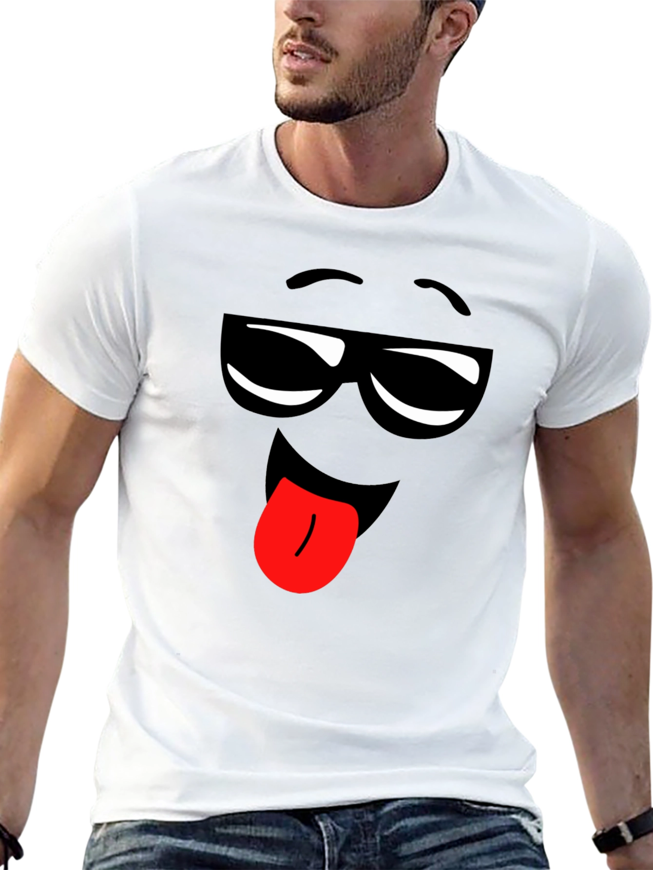 Funny Emoji Face Black T-Shirt
