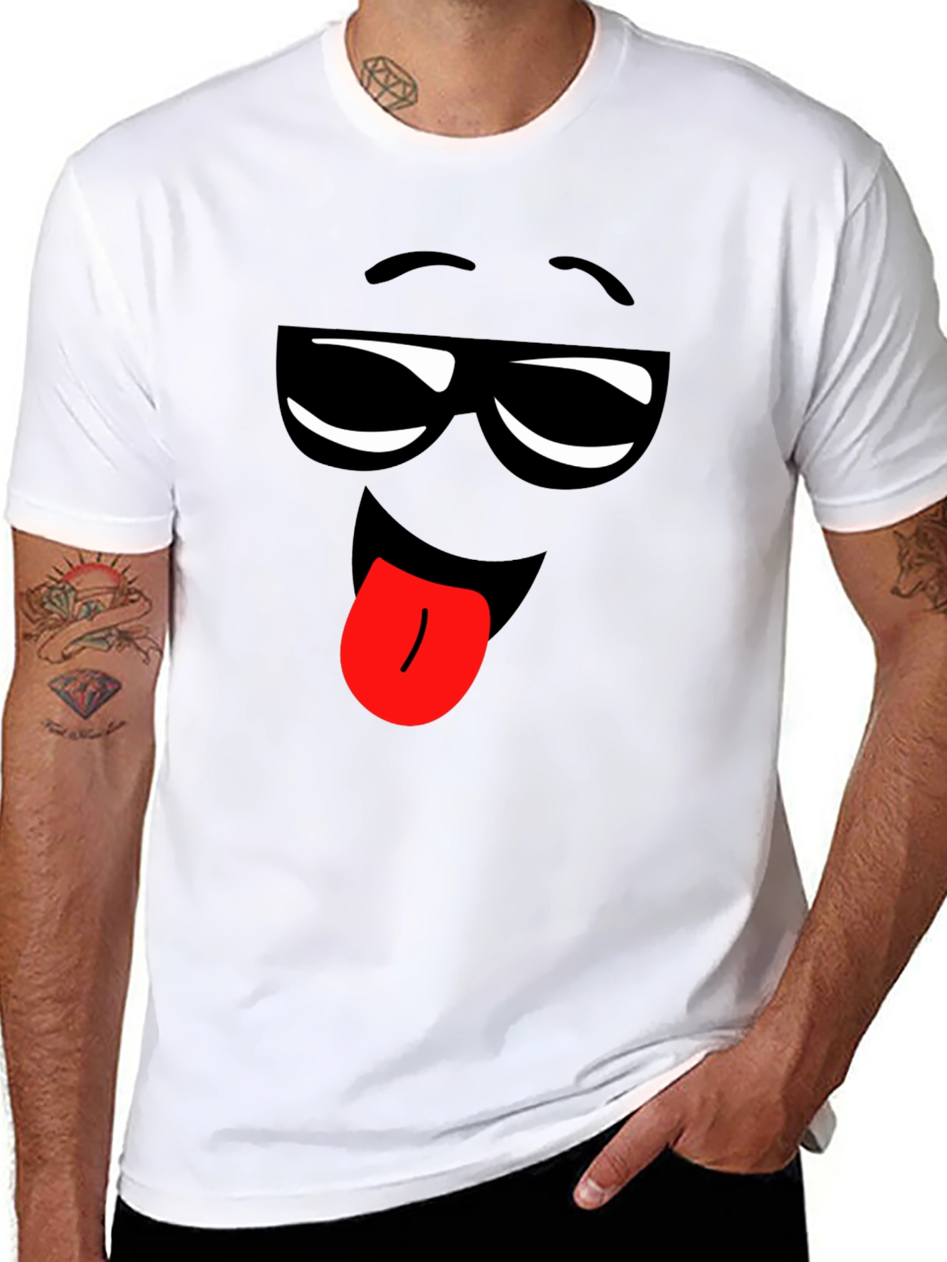 Funny Emoji Face Black T-Shirt