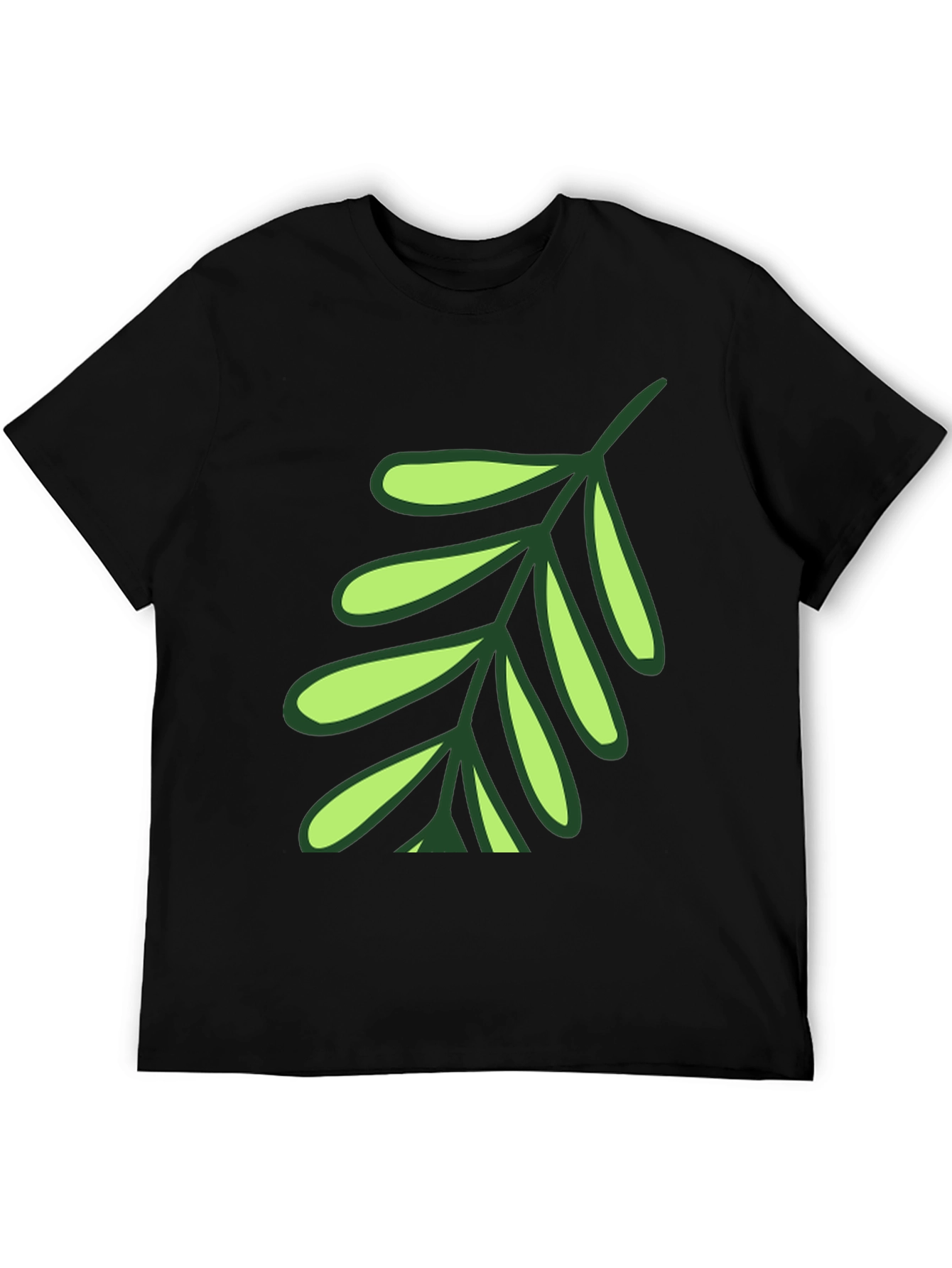 Leaf Design T-Shirt - Black Cotton Blend