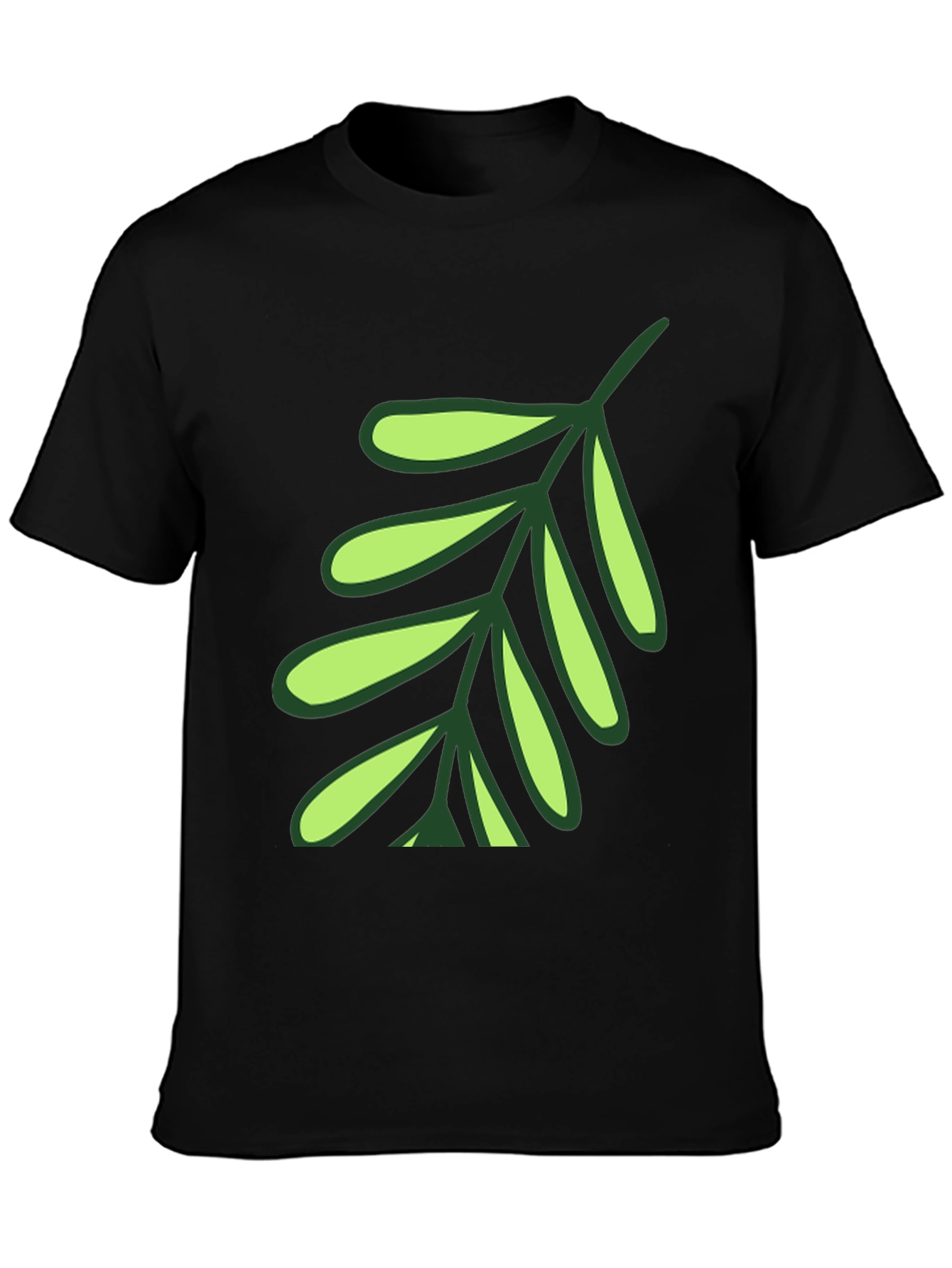 Leaf Design T-Shirt - Black Cotton Blend