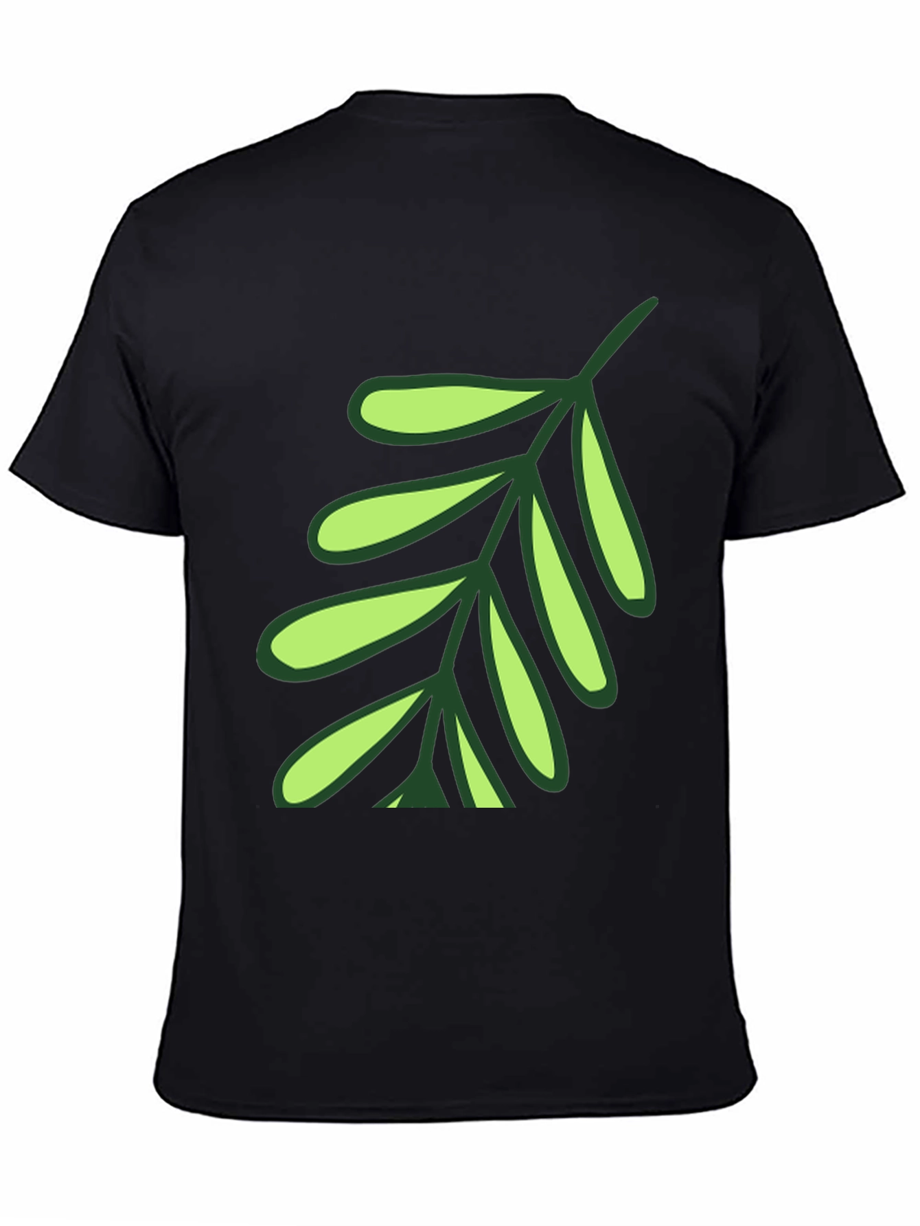 Leaf Design T-Shirt - Black Cotton Blend