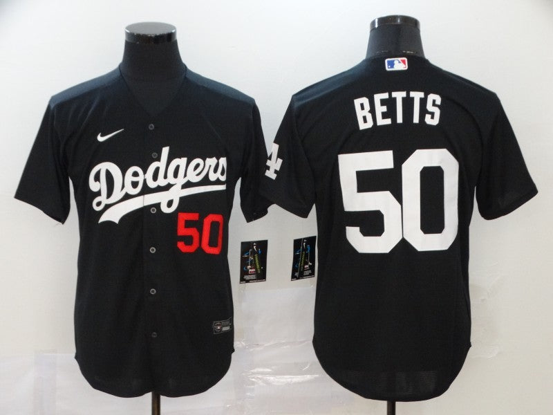 Men's Los Angeles Dodgers Mookie Betts #50 Black Stitched Jerseys