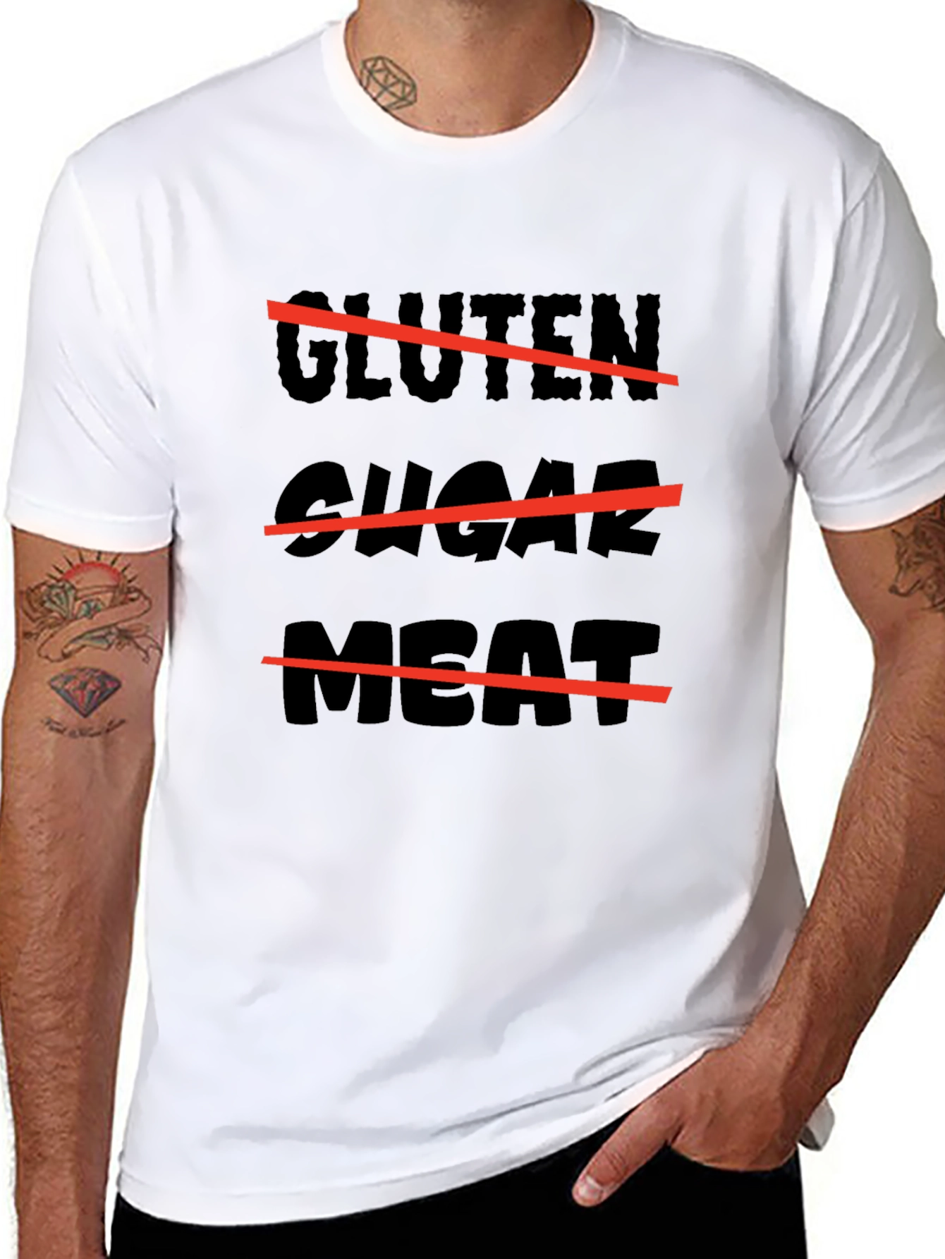 Gluten Sugar Meat Black T-Shirt