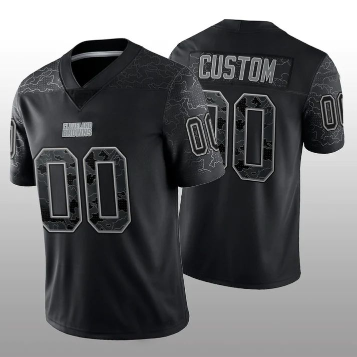 Custom1 Cleveland Browns Black RFLCTV Limited Jerseys Stitched American Football Jerseys
