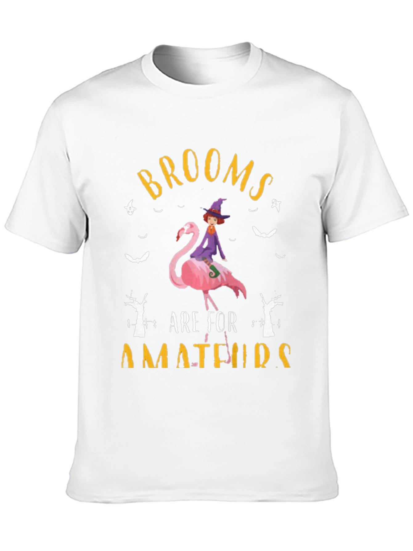 Brooms Are For Amateurs Flamingo Witch T-Shirt