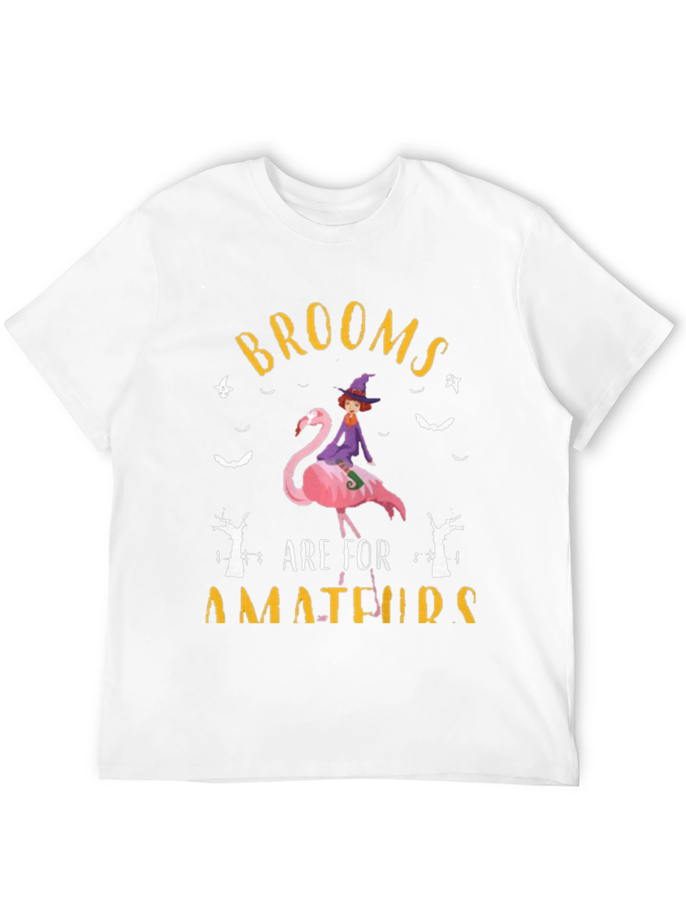 Brooms Are For Amateurs Flamingo Witch T-Shirt