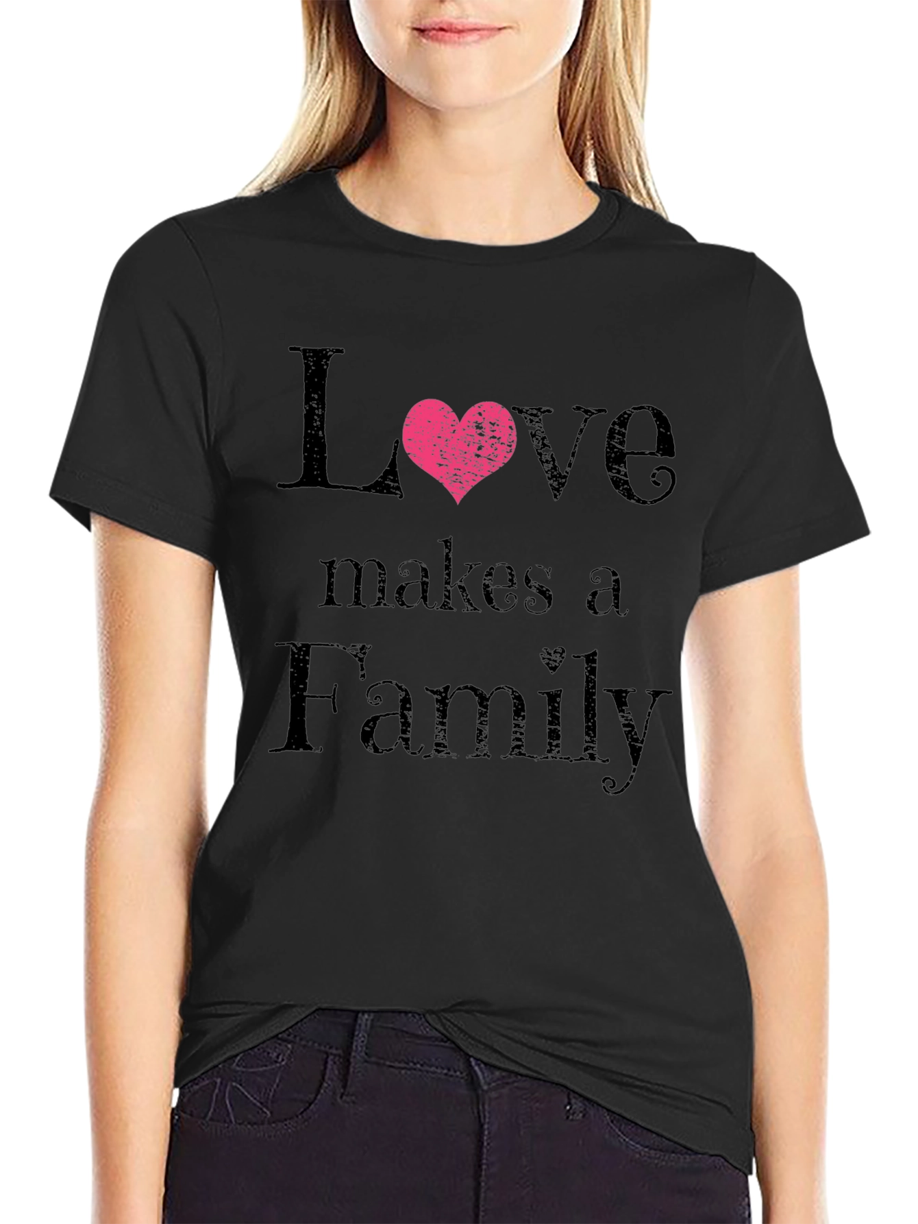 Love Makes a Family Black T-Shirt