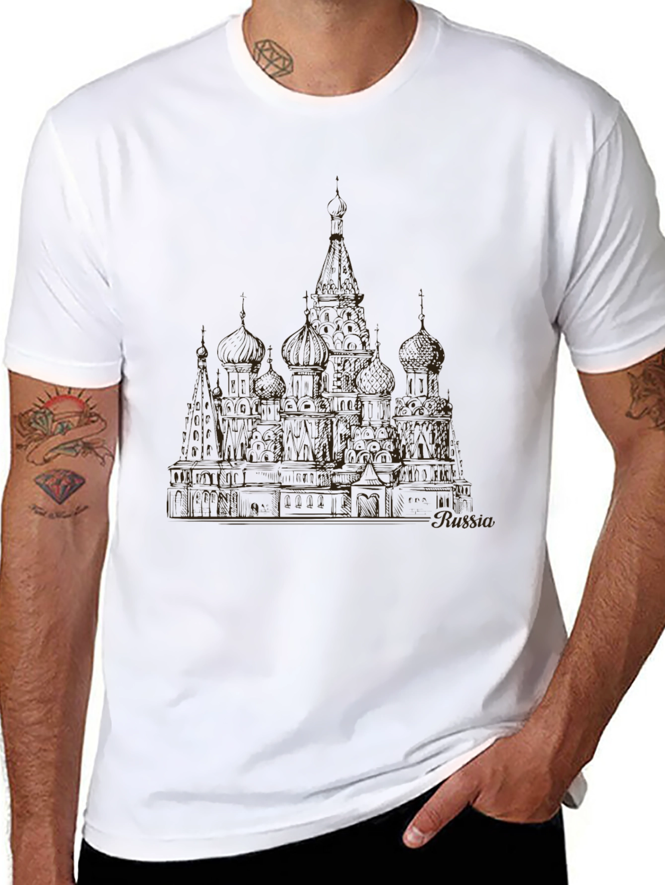 Russia St. Basils Cathedral Graphic Tee - Black