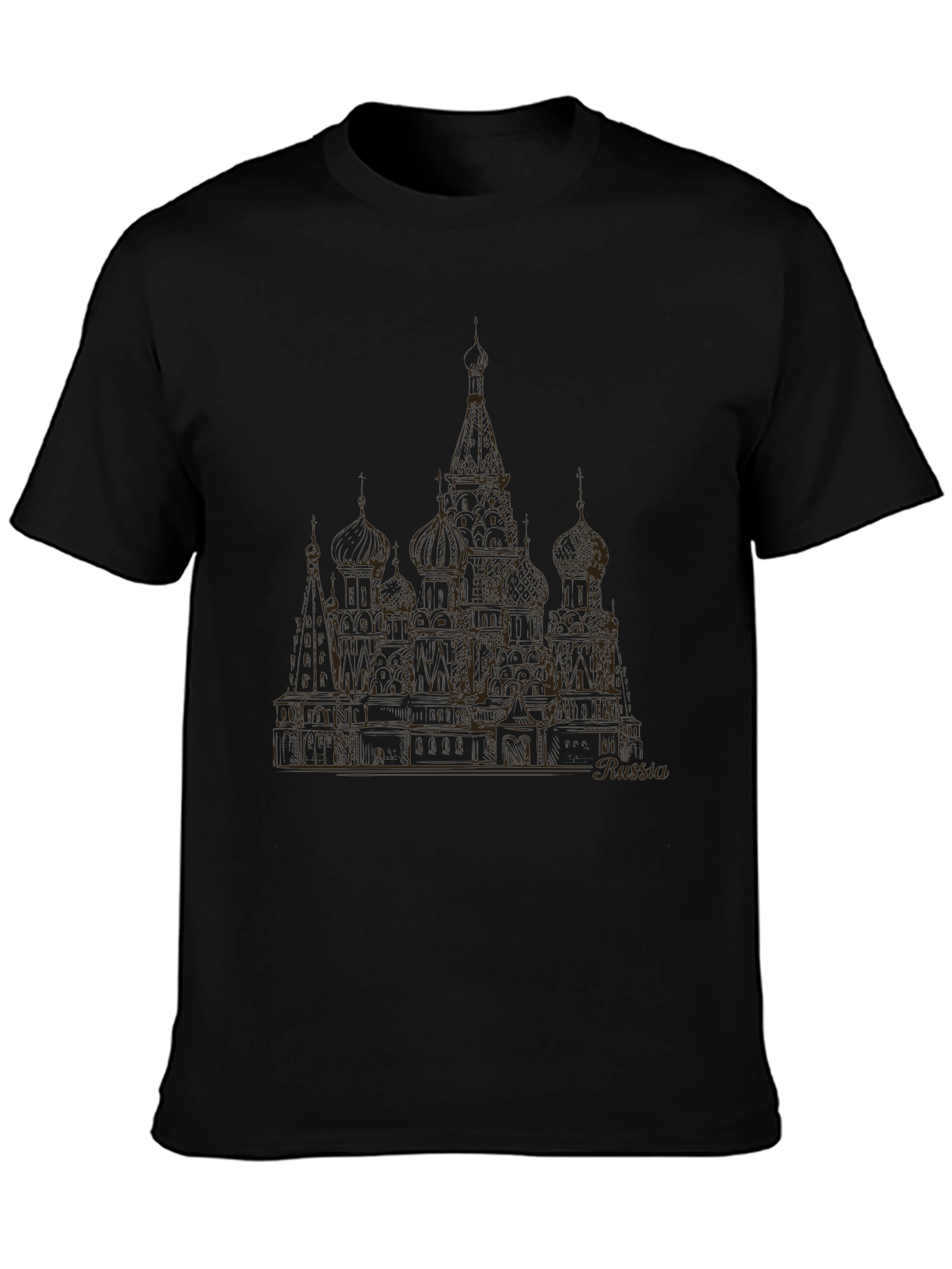 Russia St. Basils Cathedral Graphic Tee - Black