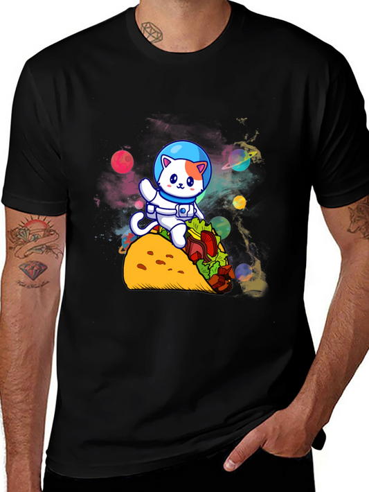 Astronaut Cat Riding Taco T-Shirt