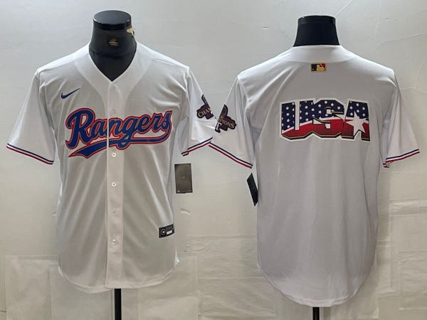 Men's Texas Rangers White 2024 Gold Collection Limited Jerseys