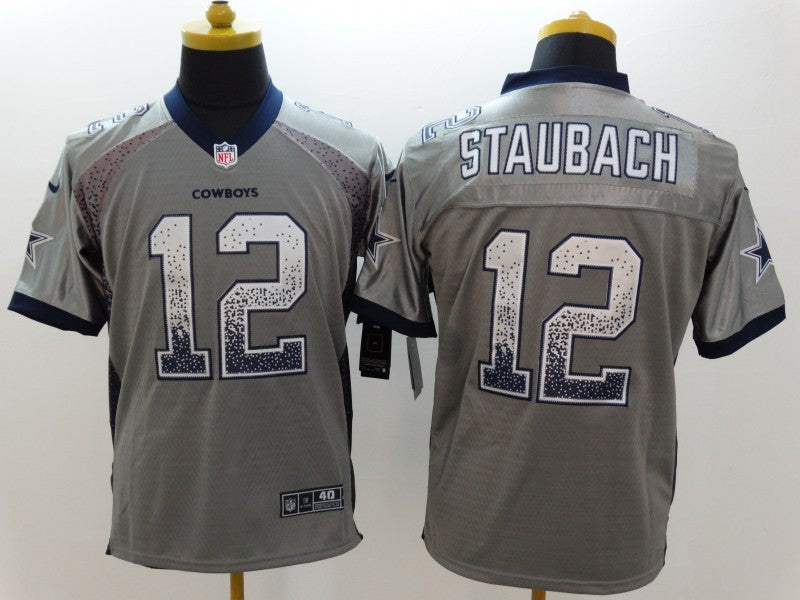Men's Dallas Cowboys Roger Staubach #12 Gray Game Jerseys