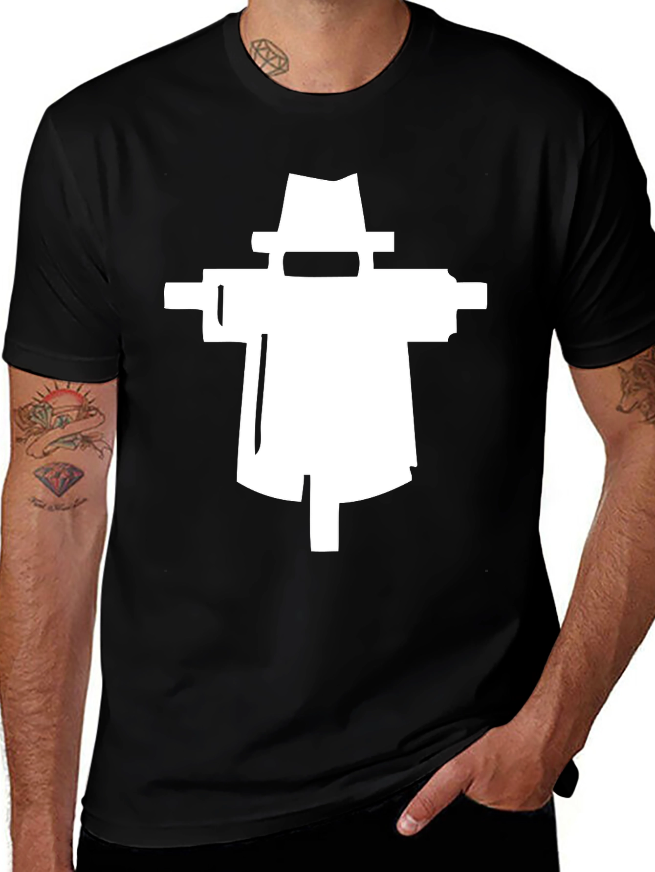 Modern Scarecrow Graphic Tee - Black
