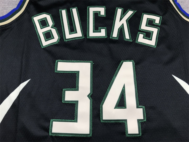 Men's Milwaukee Bucks Giannis Antetokounmpo #34 Black Swingman Jerseys - Statement Edition