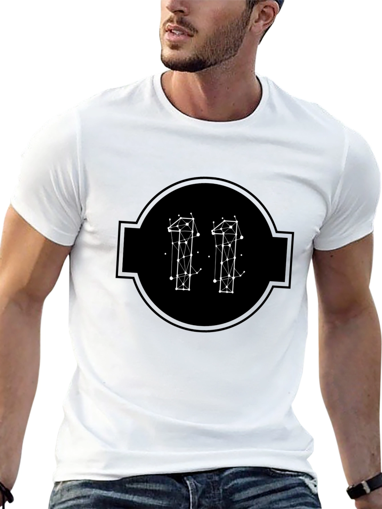 Geometric Eleven Graphic Tee - Modern Black T-Shirt