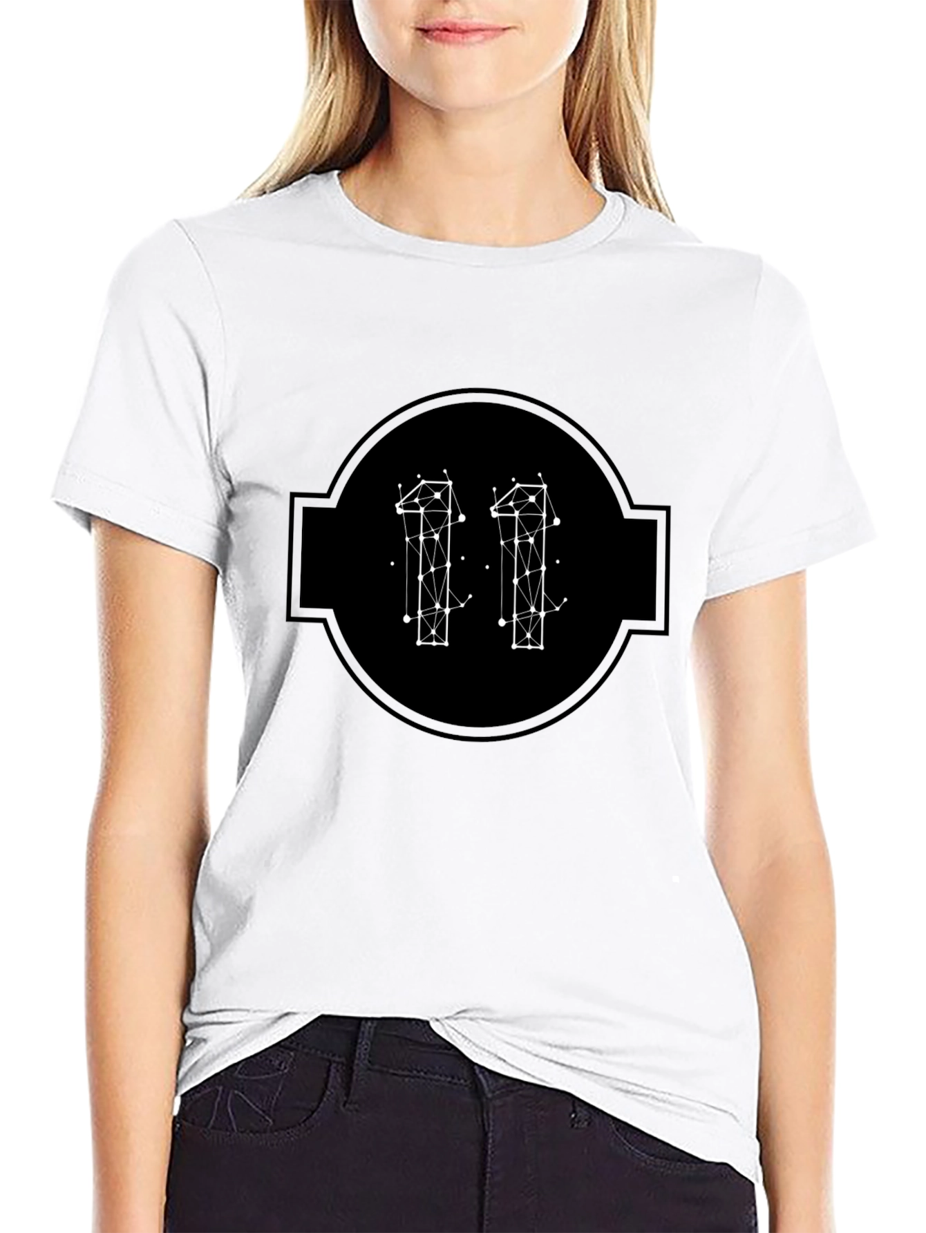 Geometric Eleven Graphic Tee - Modern Black T-Shirt