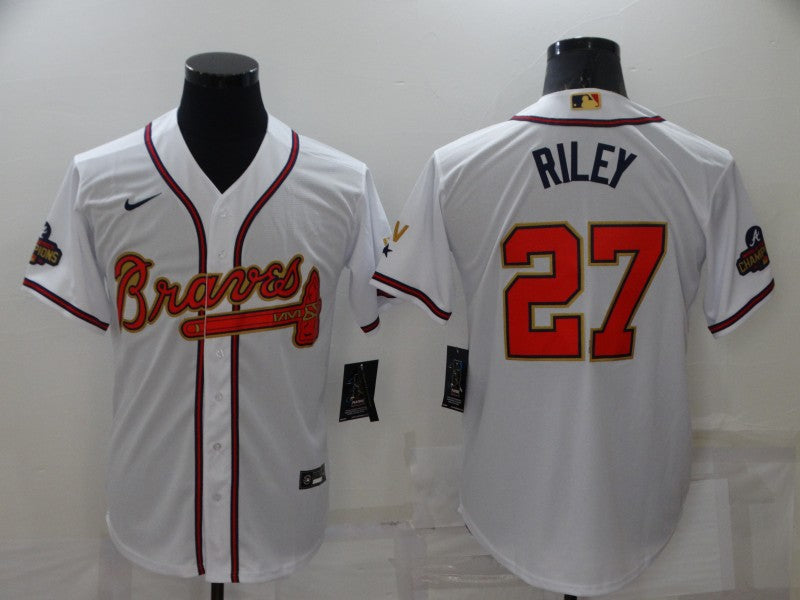 Men's Atlanta Braves Austin Riley #27 White Replica Game Jerseys