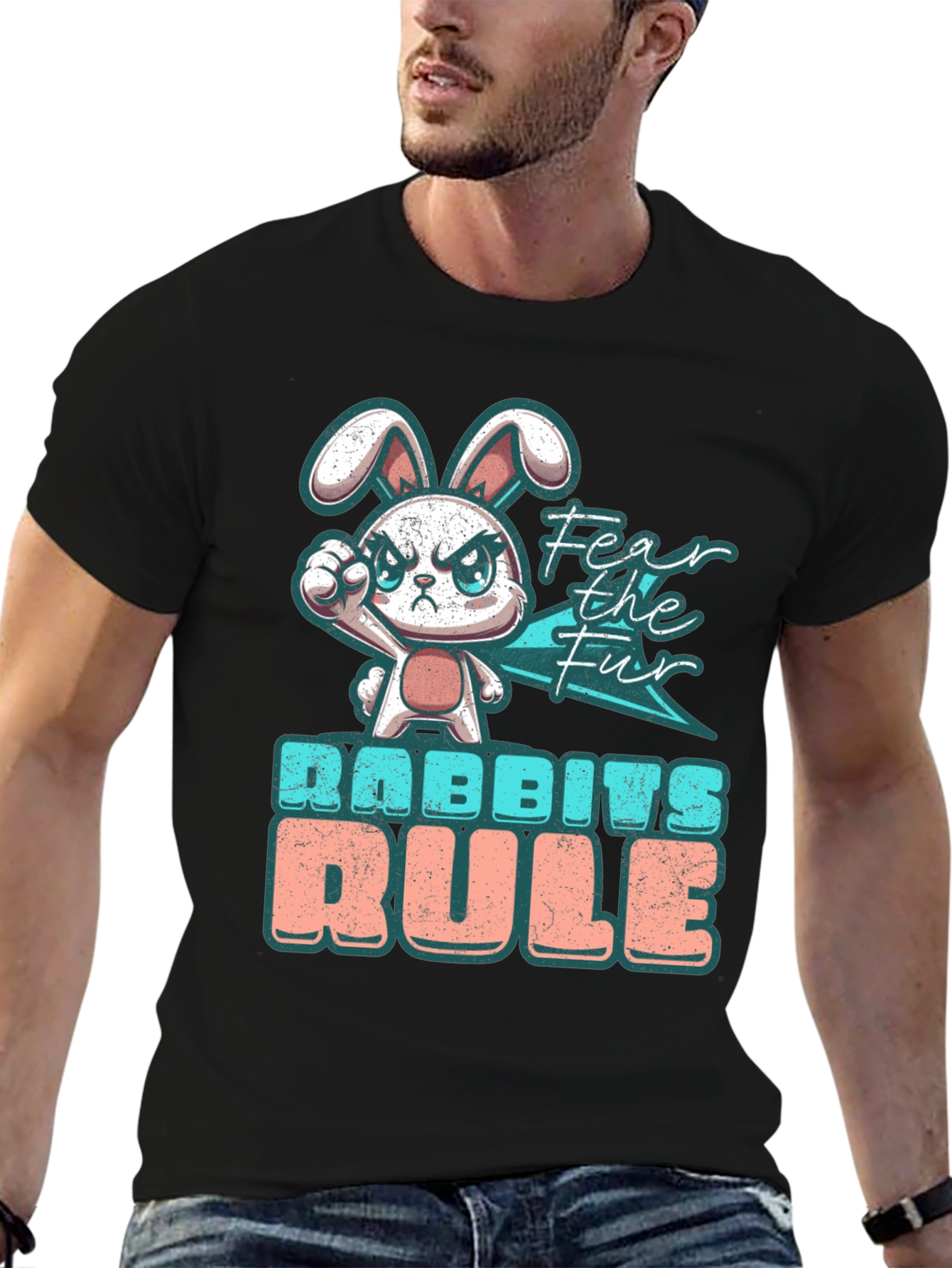 Fear the Fur Funny Bunny Graphic T-Shirt