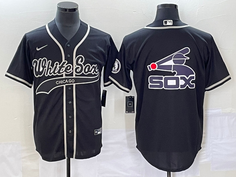 Men's Chicago White Sox Black Replica Player Jerseys Joint Edition