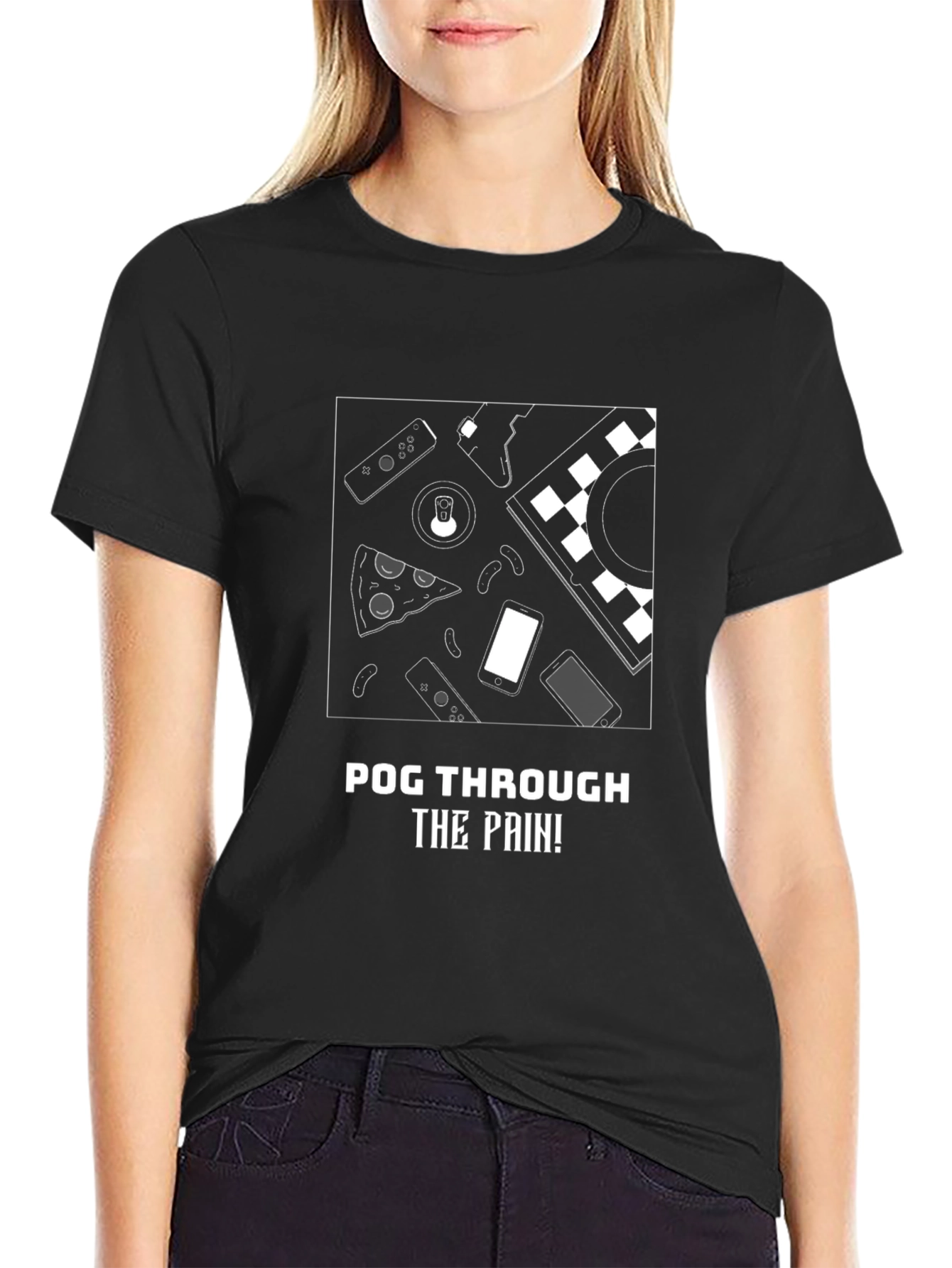 Pog Through The Pain! Black Graphic Tee