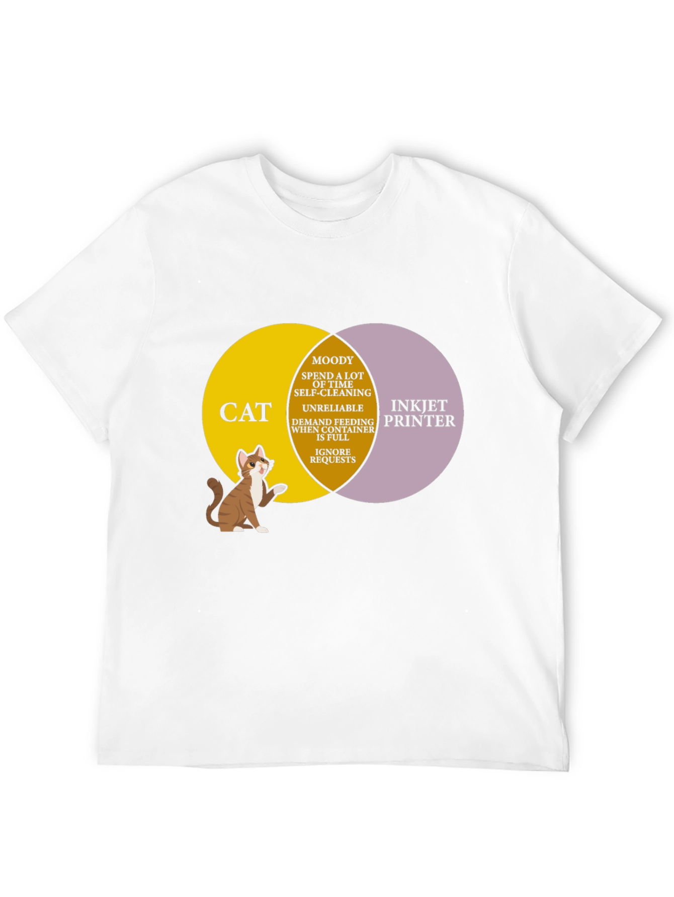 Cat vs Printer Venn Diagram T-Shirt