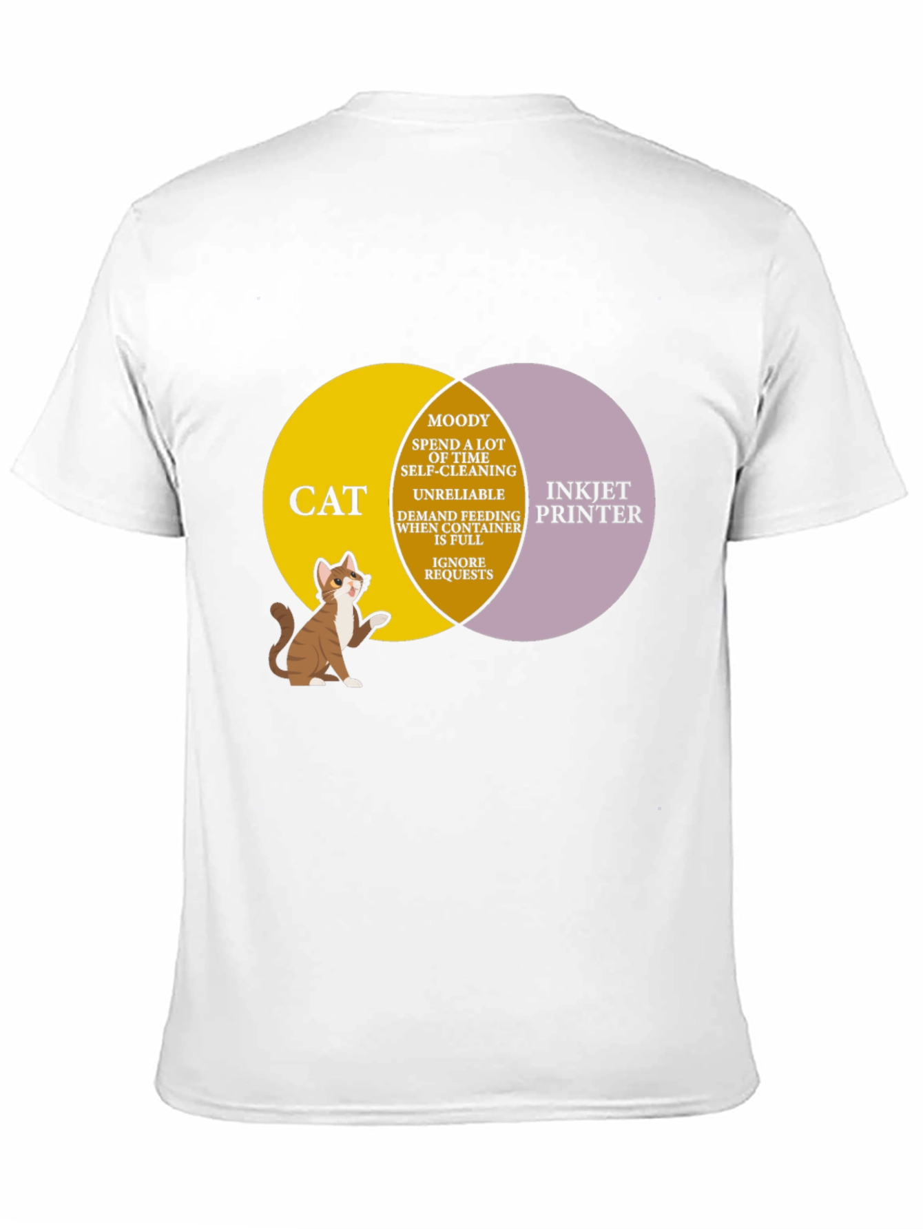 Cat vs Printer Venn Diagram T-Shirt