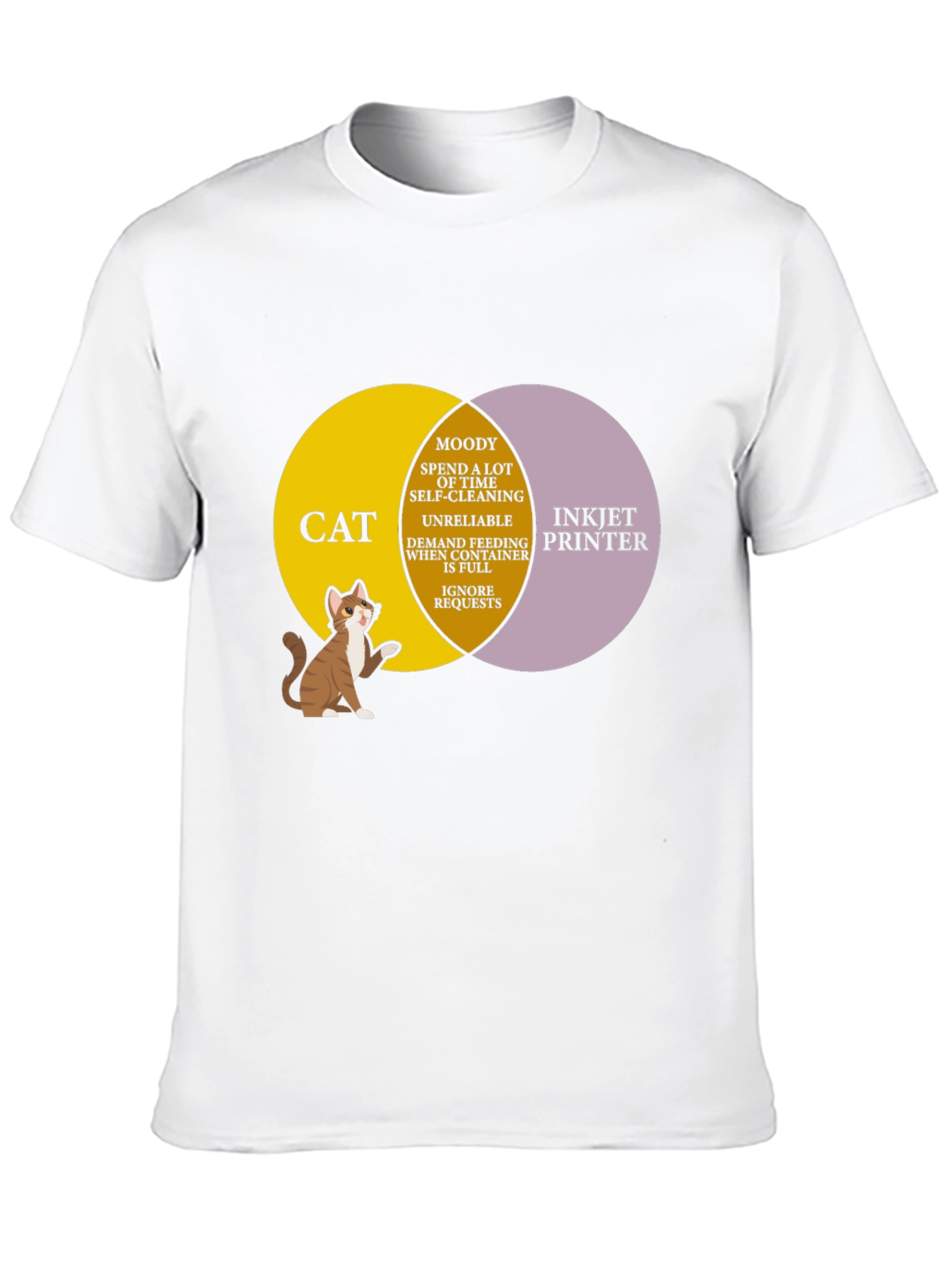 Cat vs Printer Venn Diagram T-Shirt