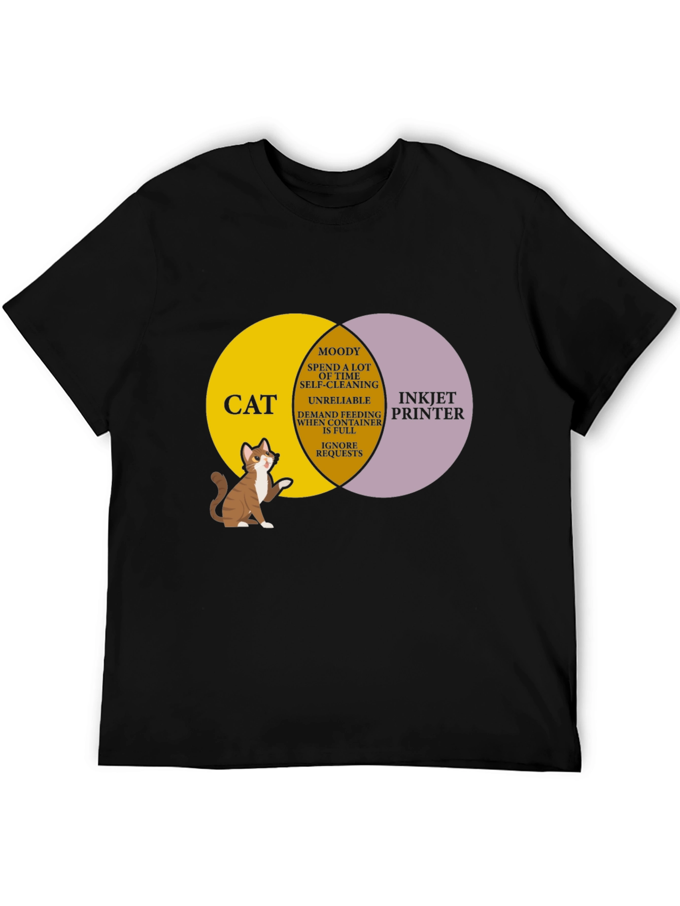 Cat vs Printer Venn Diagram T-Shirt