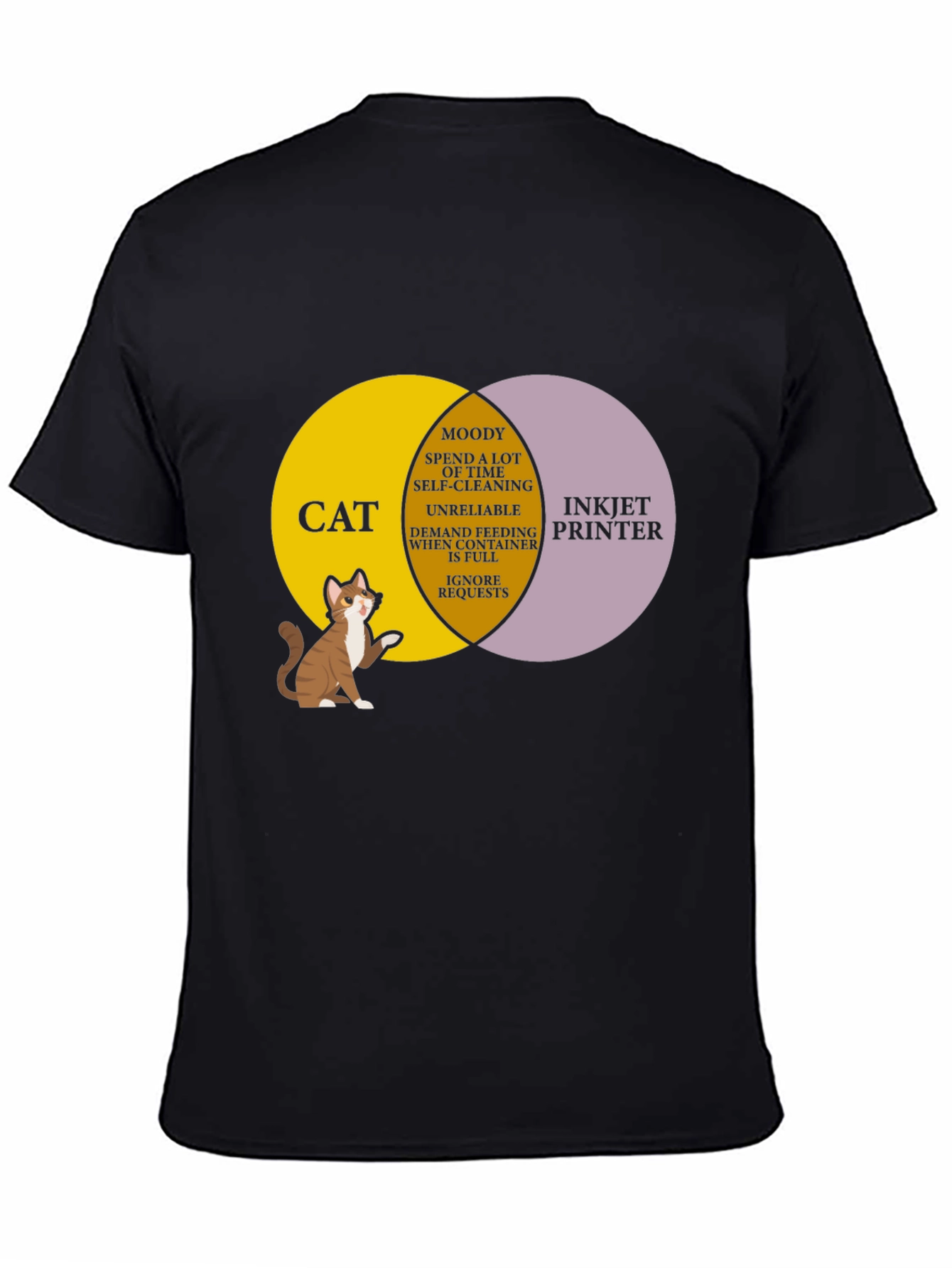 Cat vs Printer Venn Diagram T-Shirt