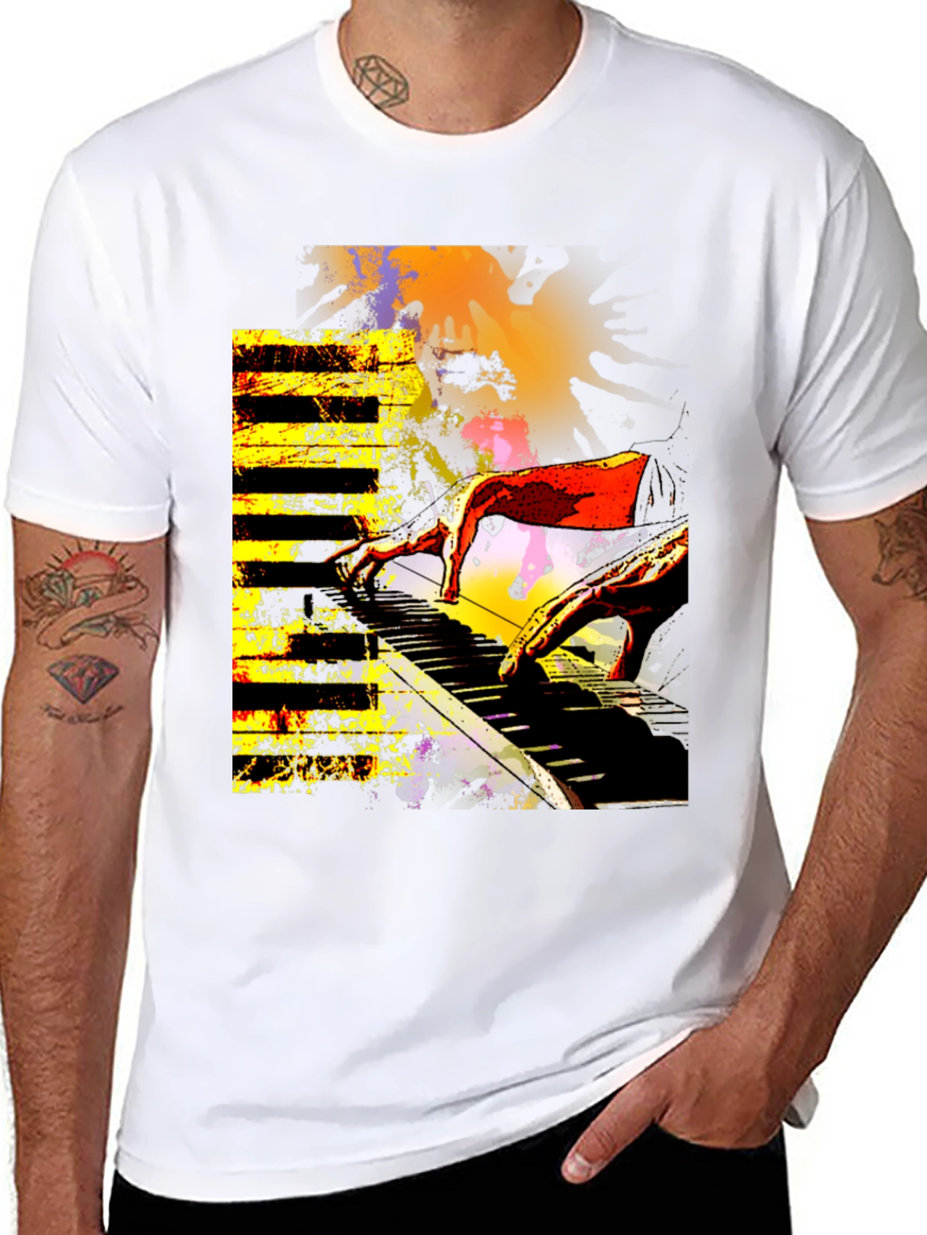 Abstract Piano Keys Graphic T-Shirt