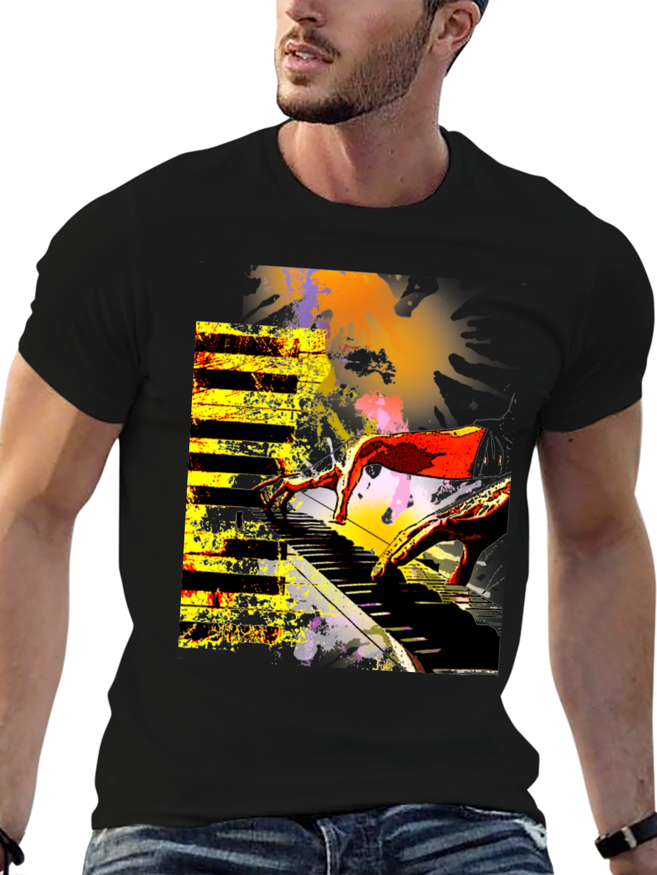 Abstract Piano Keys Graphic T-Shirt