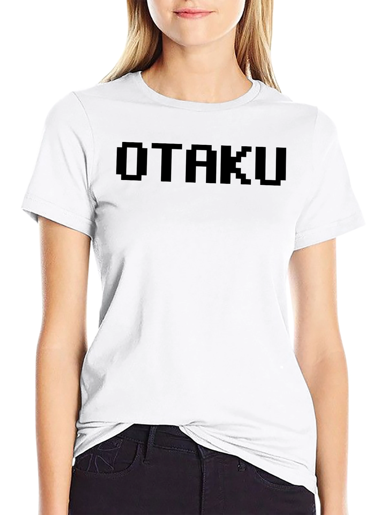 Otaku Pixel Art Style Black T-Shirt
