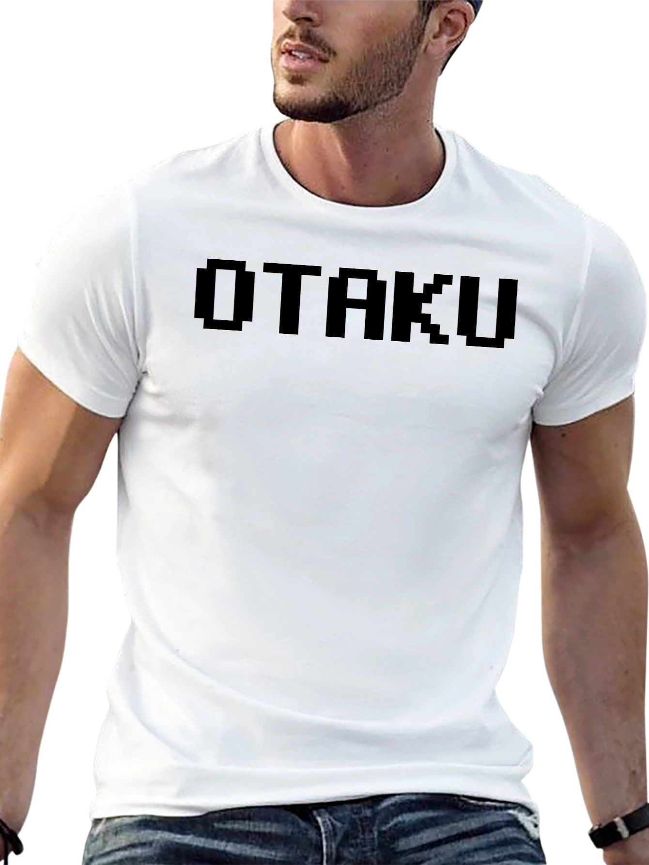 Otaku Pixel Art Style Black T-Shirt