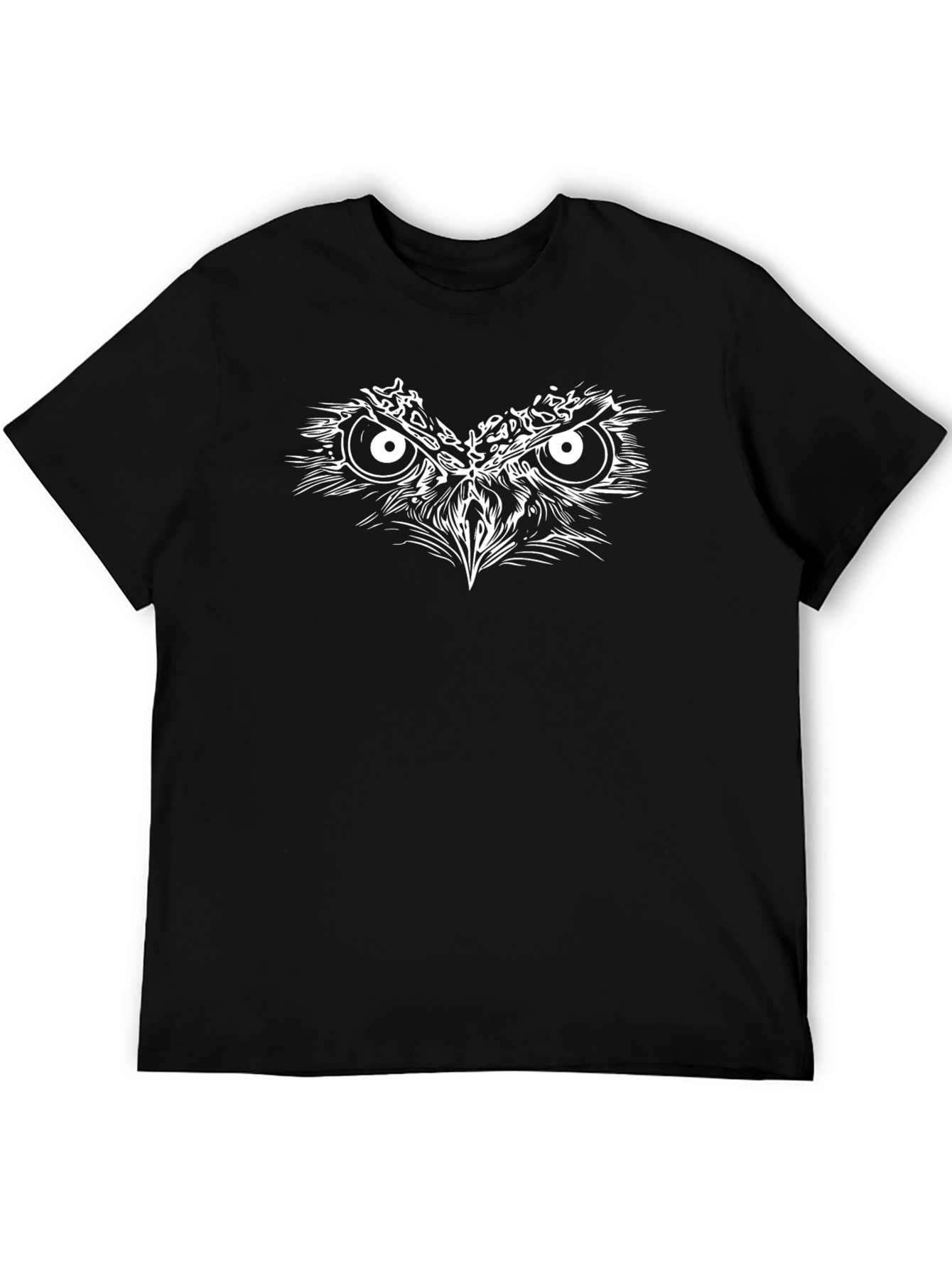 Owl Face Graphic Black T-Shirt