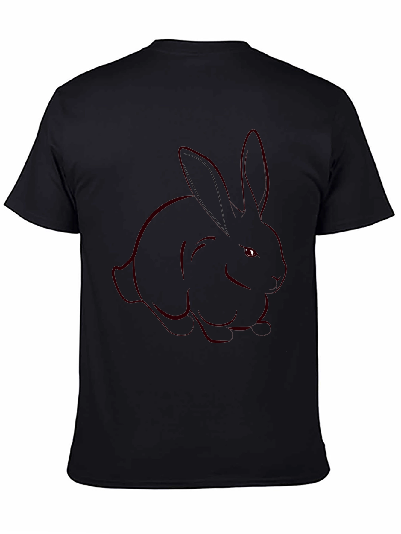 Mens Black T-Shirt with Rabbit Outline
