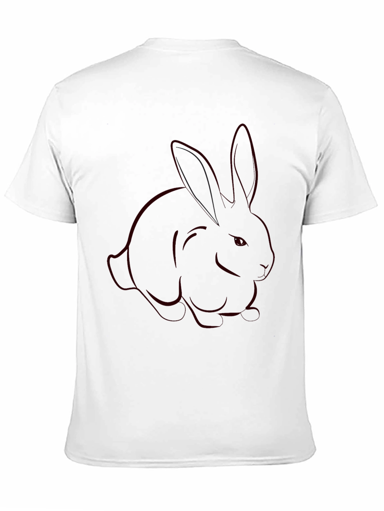 Mens Black T-Shirt with Rabbit Outline