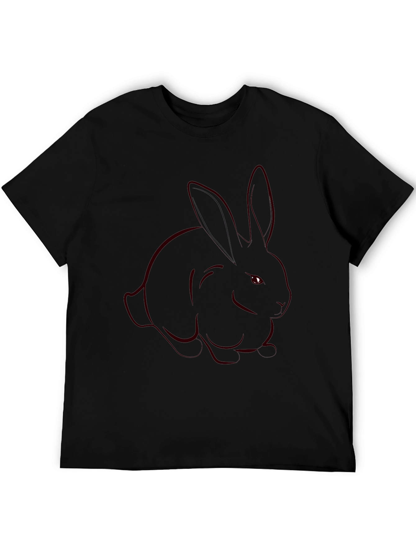 Mens Black T-Shirt with Rabbit Outline