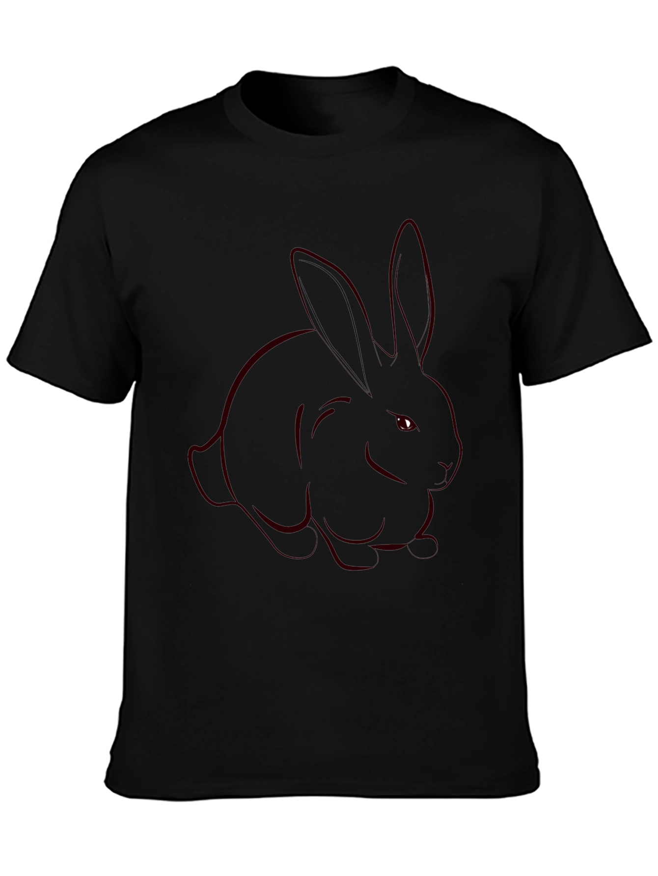 Mens Black T-Shirt with Rabbit Outline