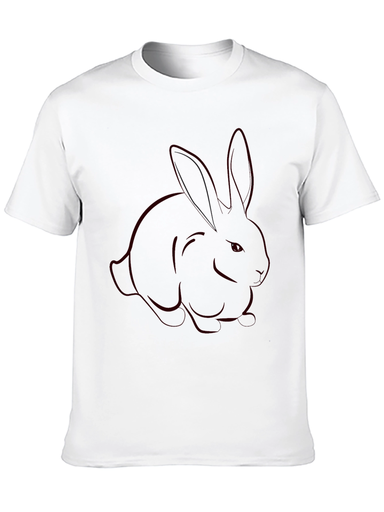 Mens Black T-Shirt with Rabbit Outline
