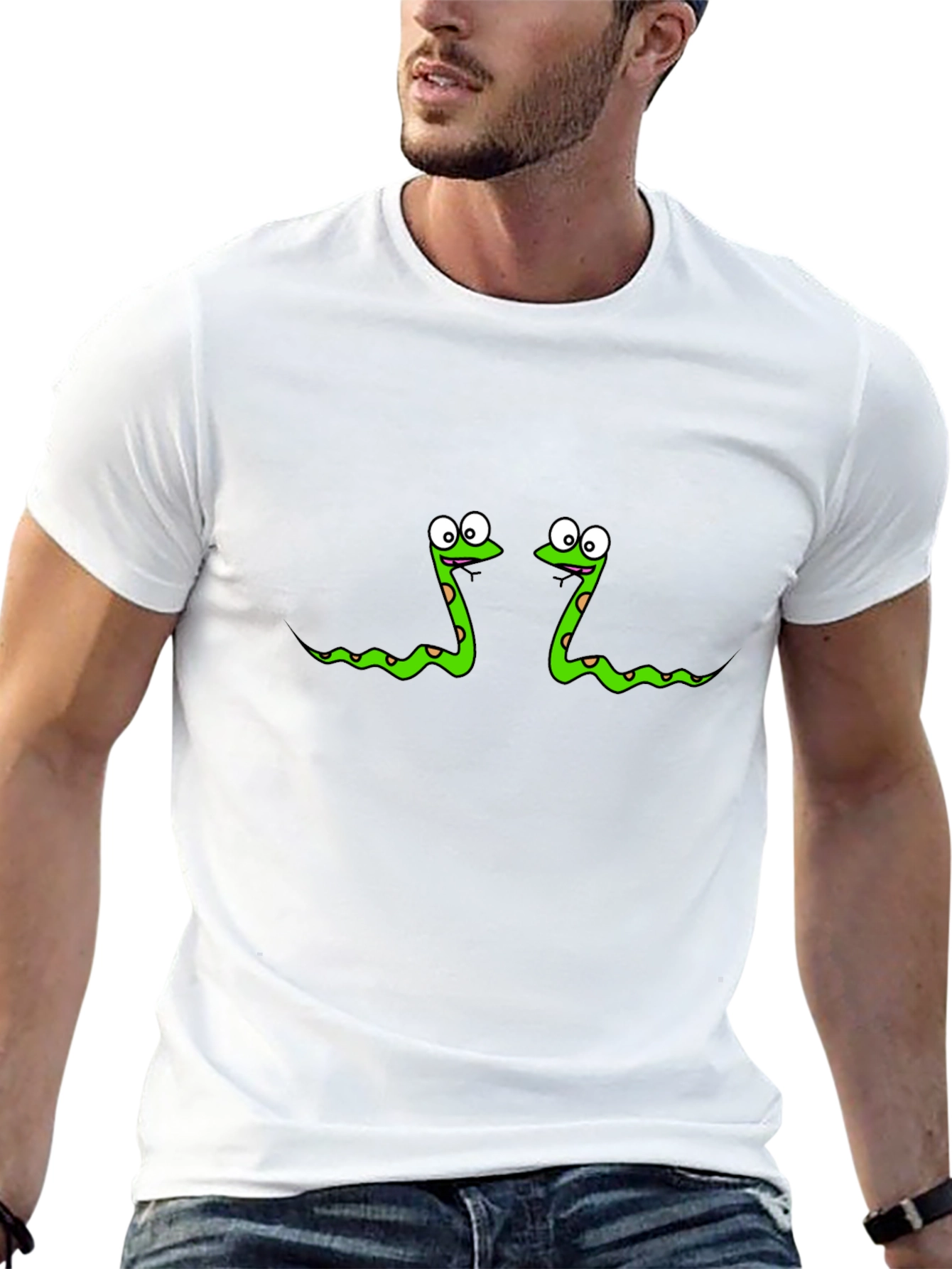 Funny Snake Print Black T-Shirt