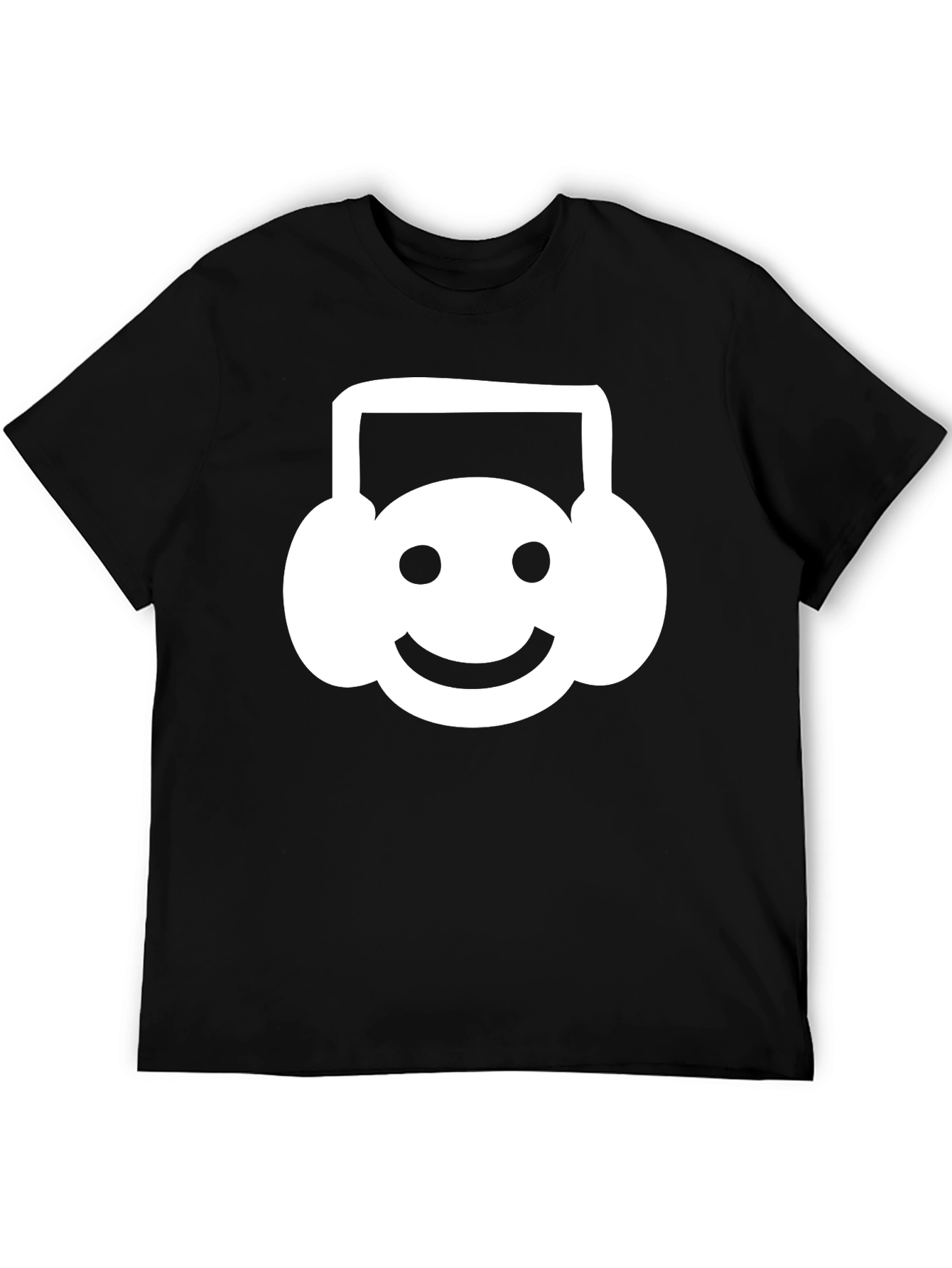 Smiley Headphone T-Shirt - Black Cotton Tee