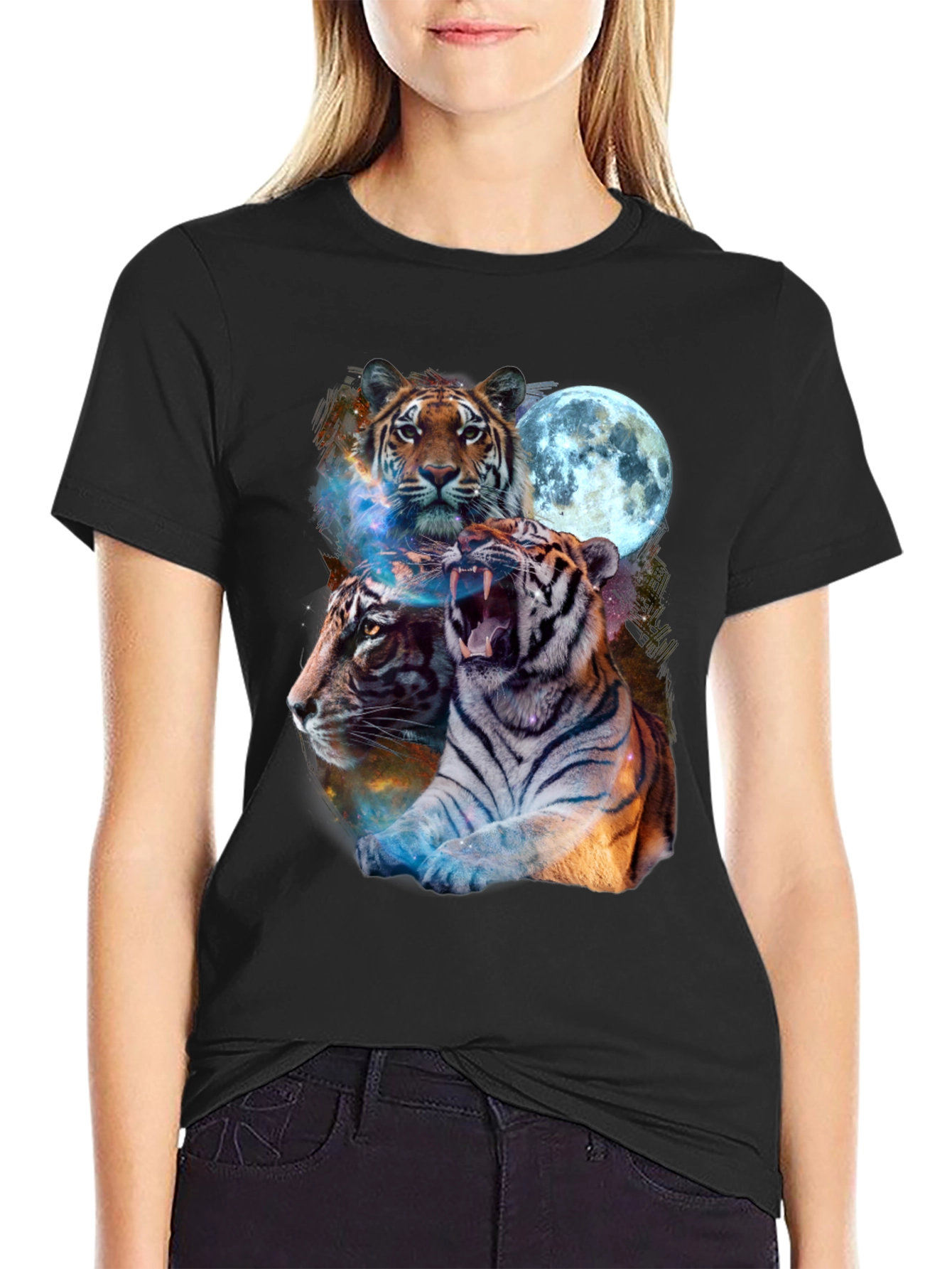 Tiger Moon Graphic Tee - Black