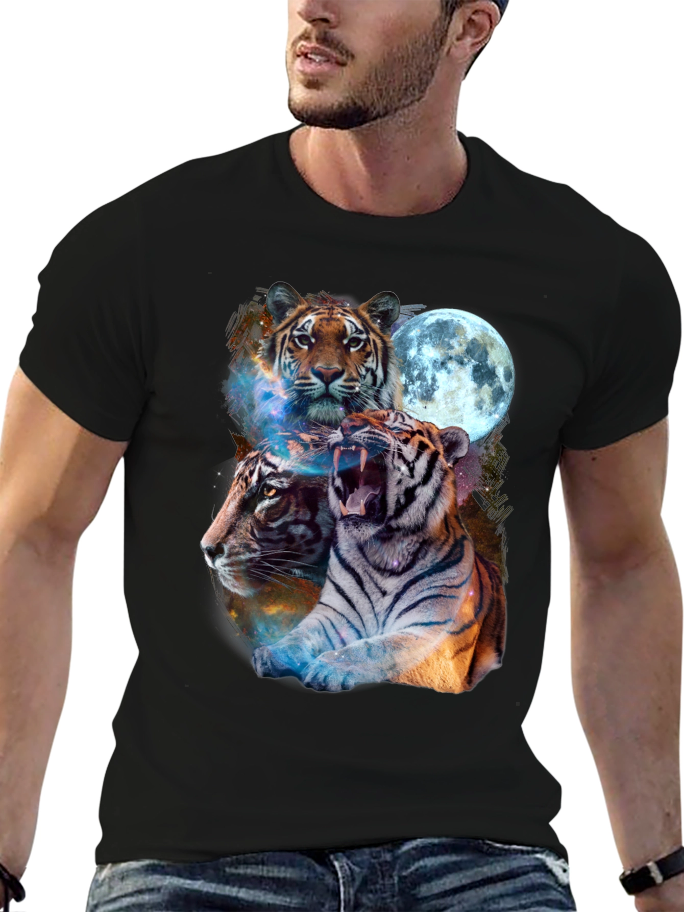 Tiger Moon Graphic Tee - Black